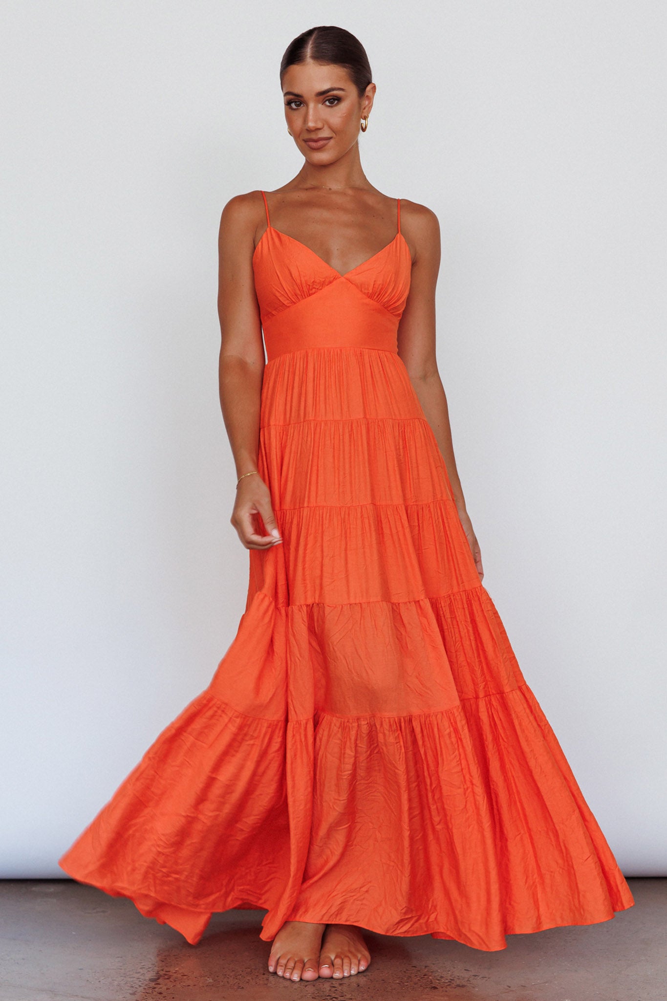Main Attraction Cami Strap Maxi Dress Tangerine-Maymioy