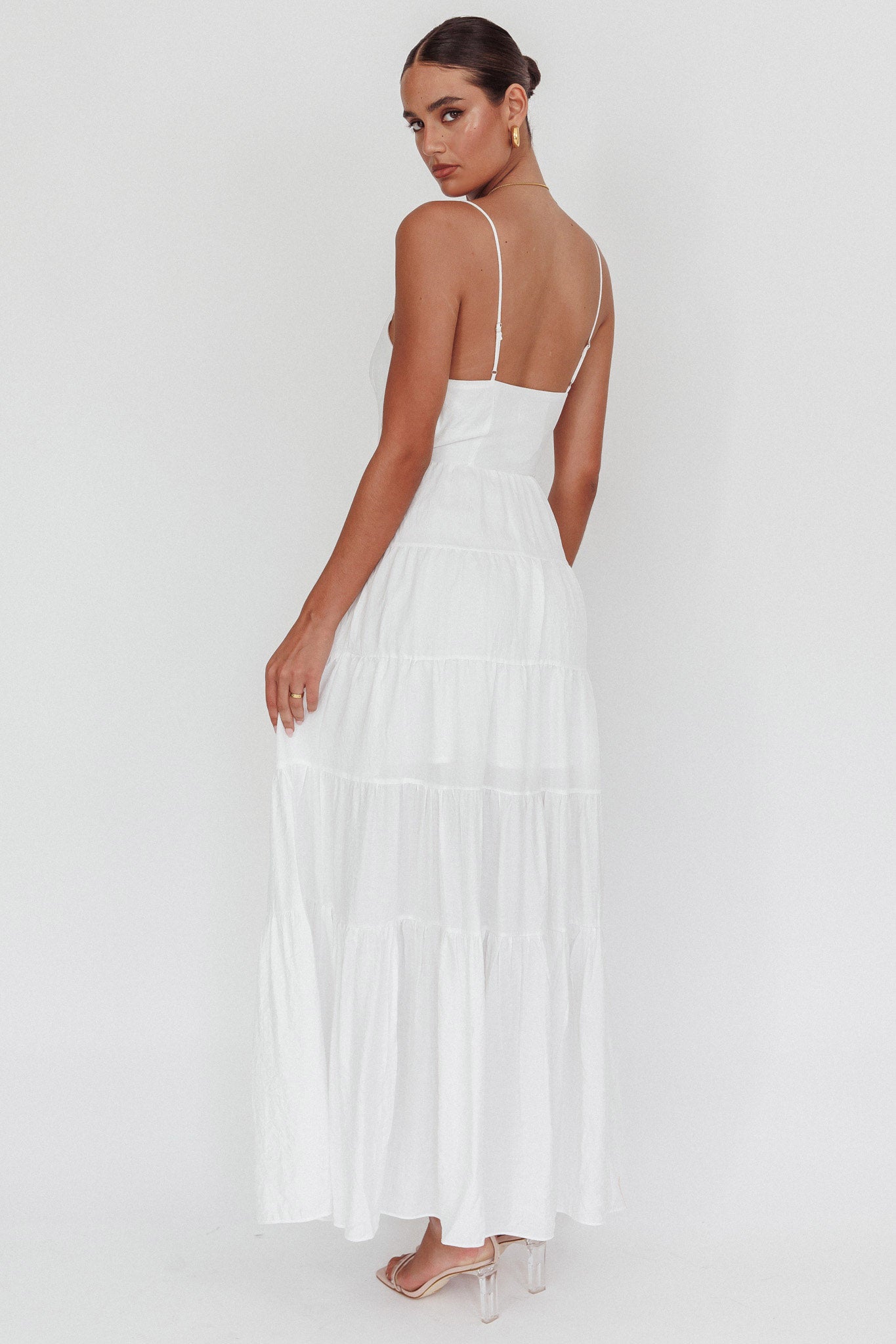 Main Attraction Cami Strap Maxi Dress White-Maymioy