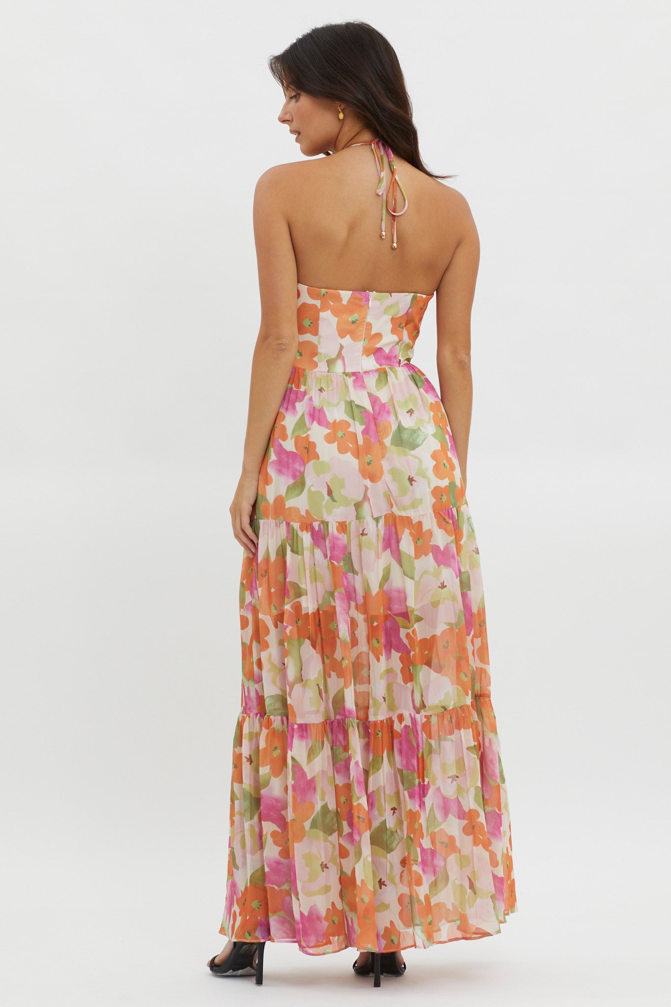 Main Attraction Halterneck Dress Print Pink-Maymioy