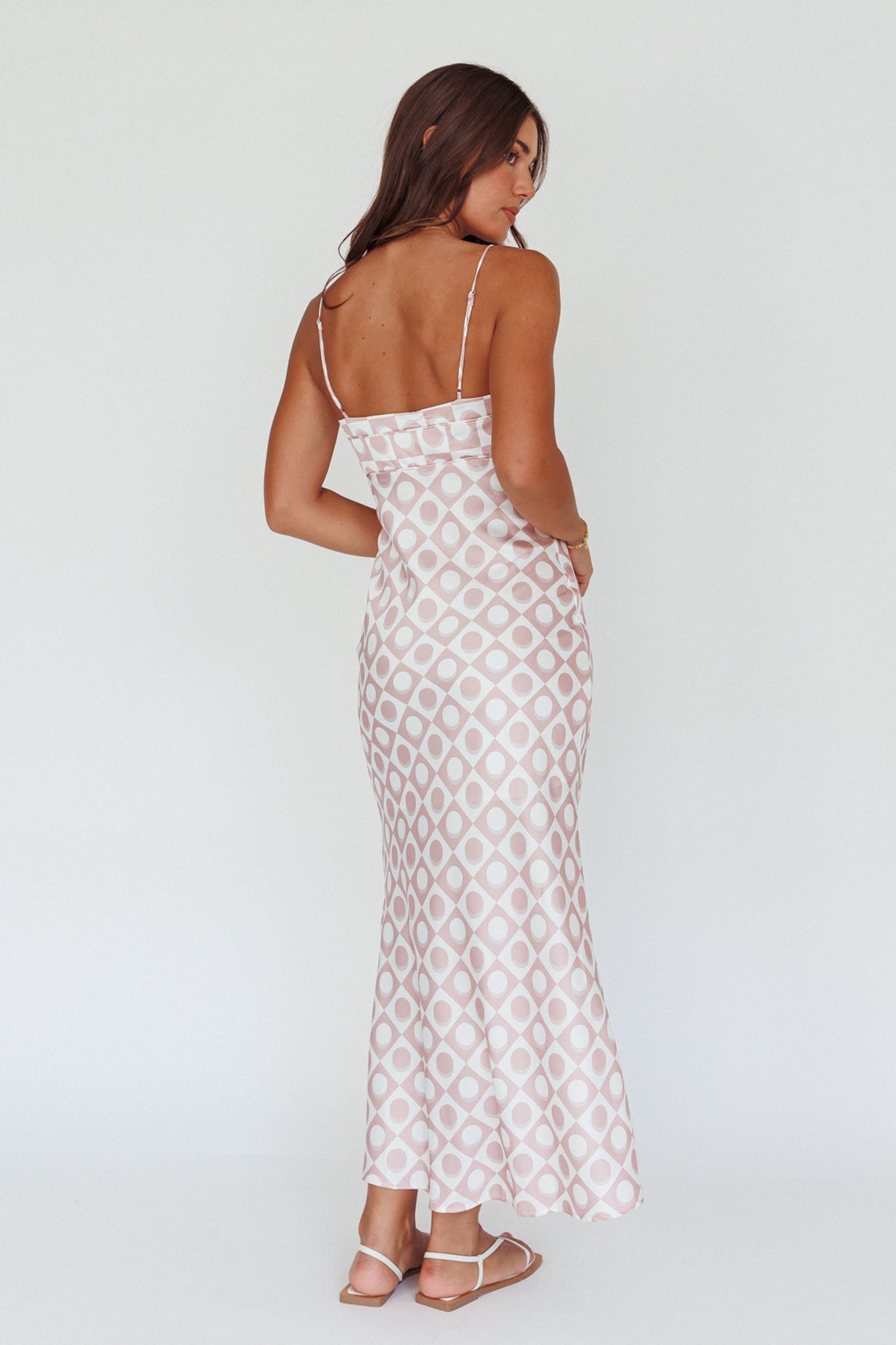 Lane Cove Cami Strap Maxi Dress Print Mocha-Maymioy