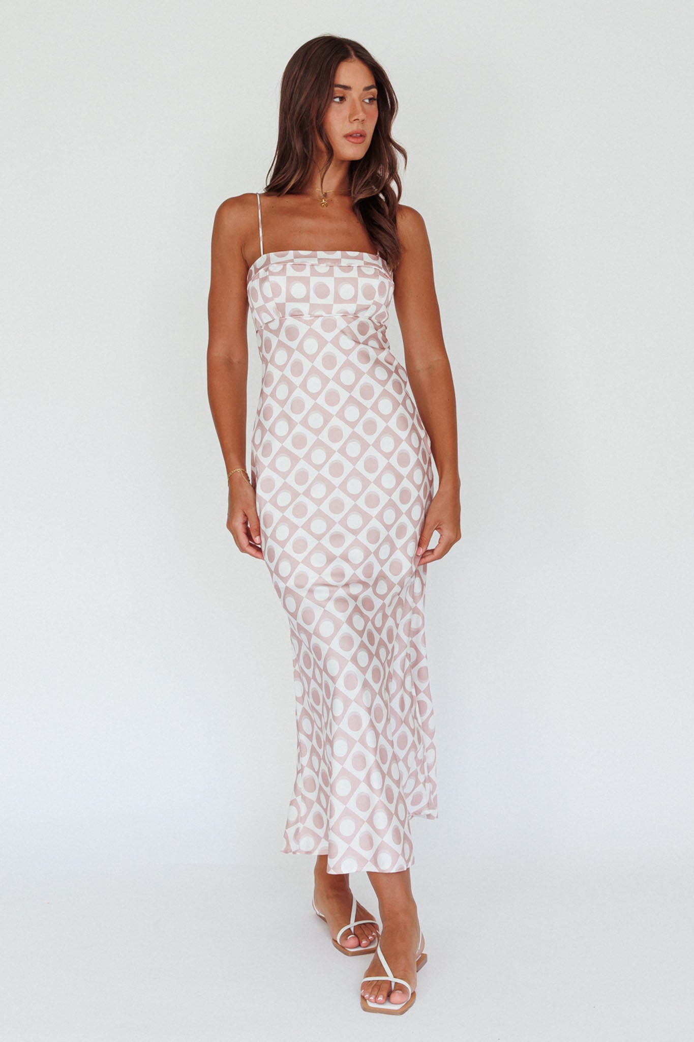 Lane Cove Cami Strap Maxi Dress Print Mocha-Maymioy
