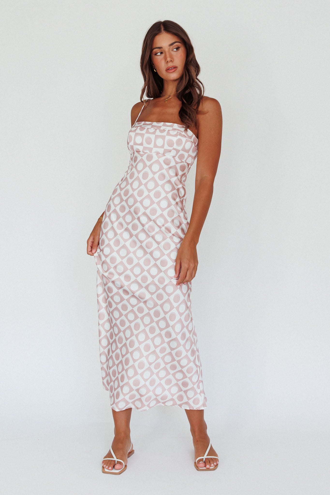 Lane Cove Cami Strap Maxi Dress Print Mocha-Maymioy