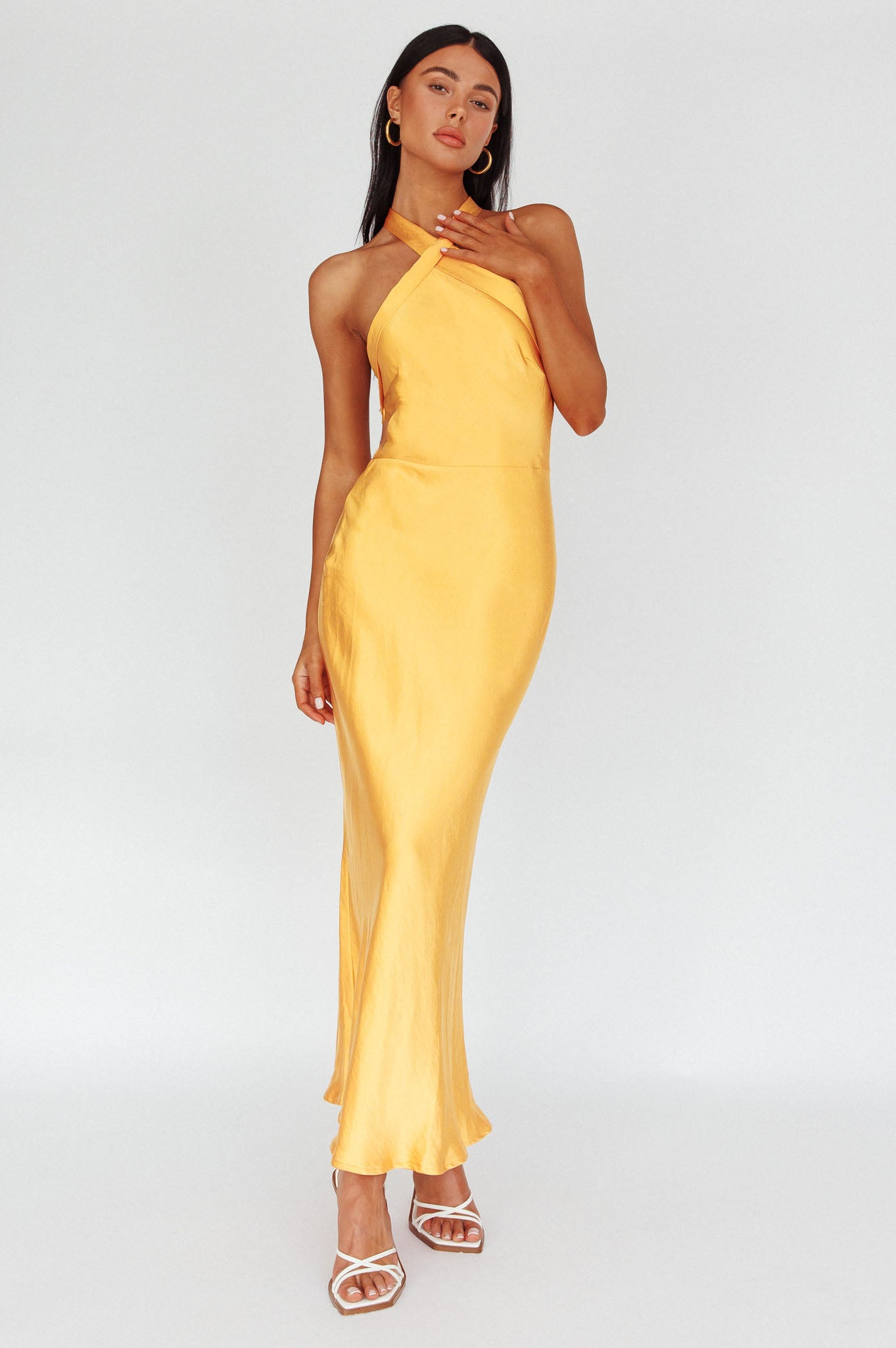 Italia Azure Crossover Halterneck Maxi Dress Sun-Maymioy
