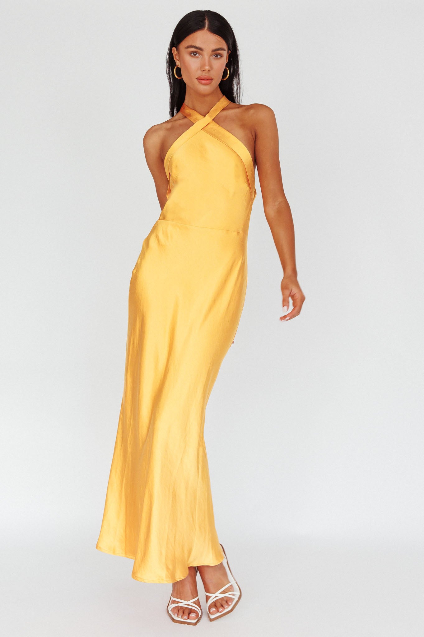 Italia Azure Crossover Halterneck Maxi Dress Sun-Maymioy