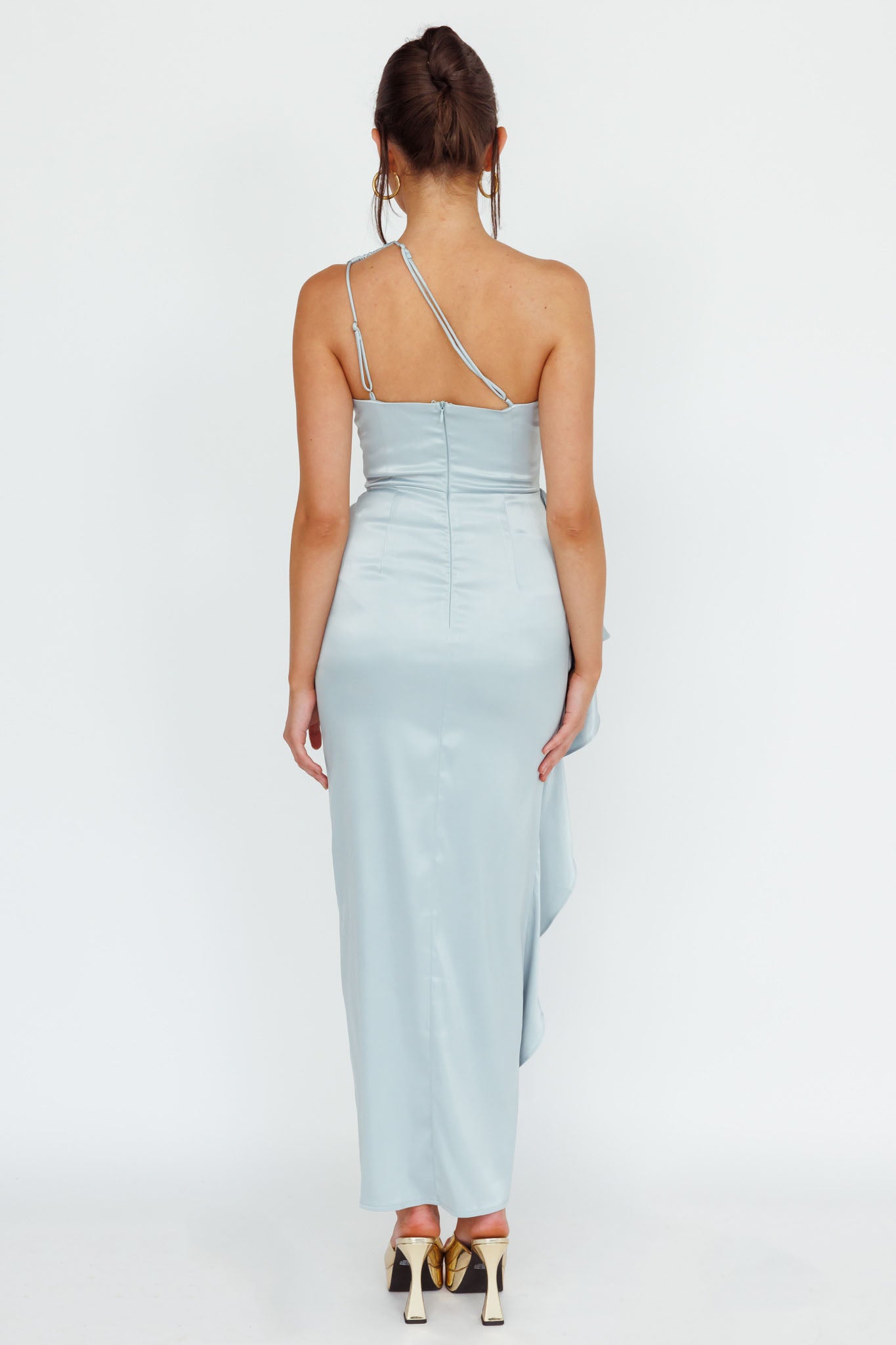 Kamillia One-Shoulder Split Midi Dress Pistachio-Maymioy