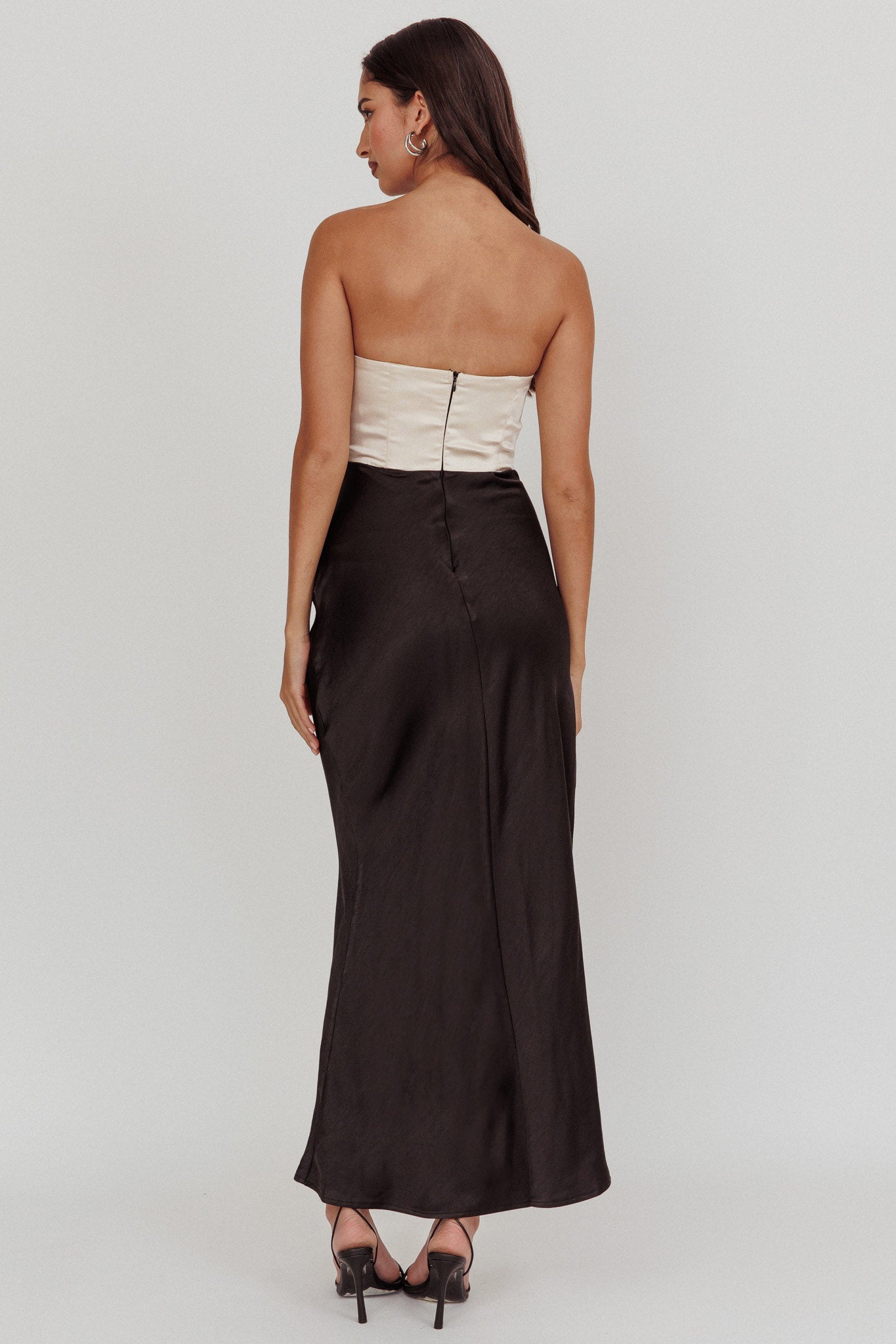 Kamillia Strapless Split Maxi Dress Black-Maymioy