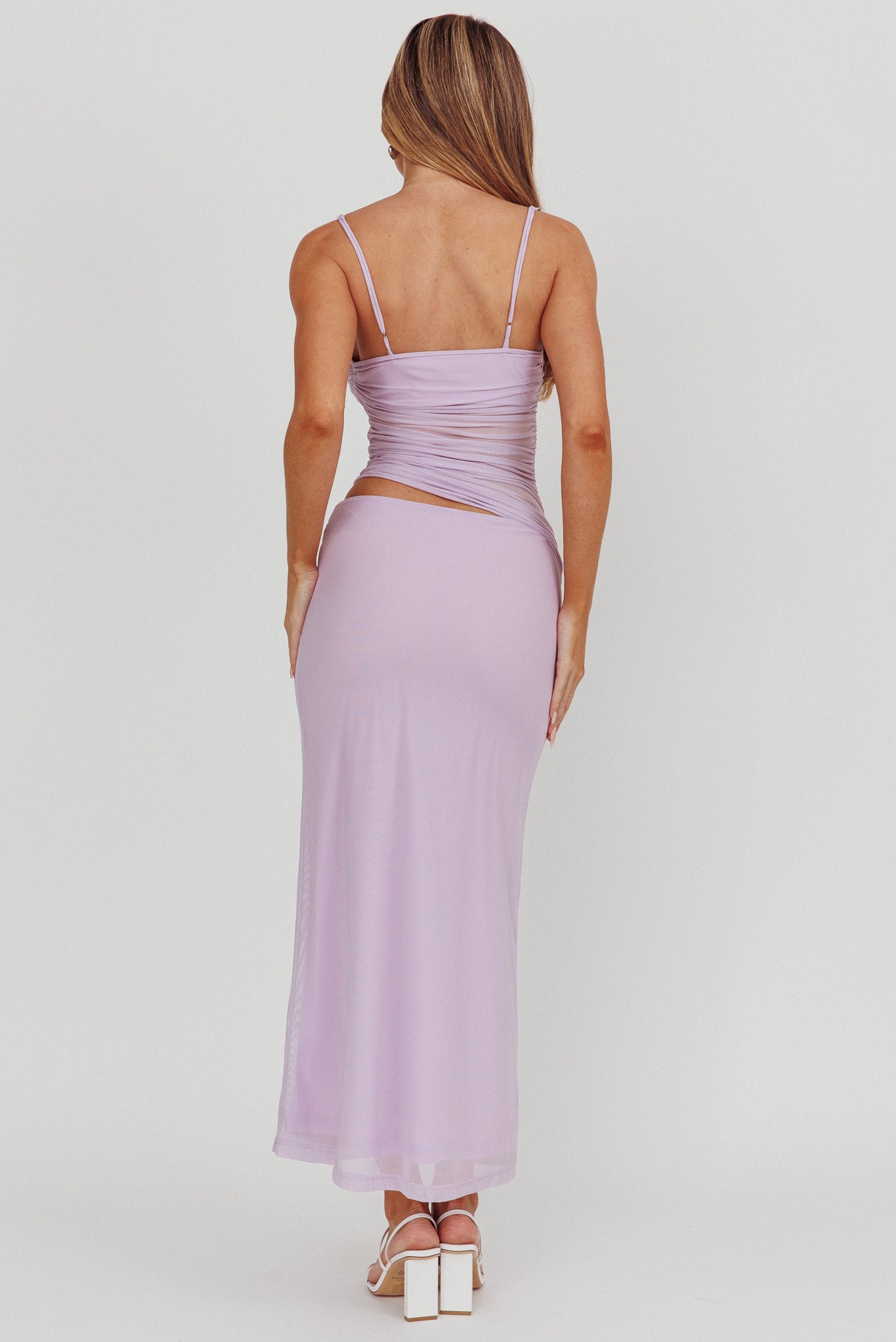 Lorely Gathered Bodice Maxi Dress Lilac-Maymioy
