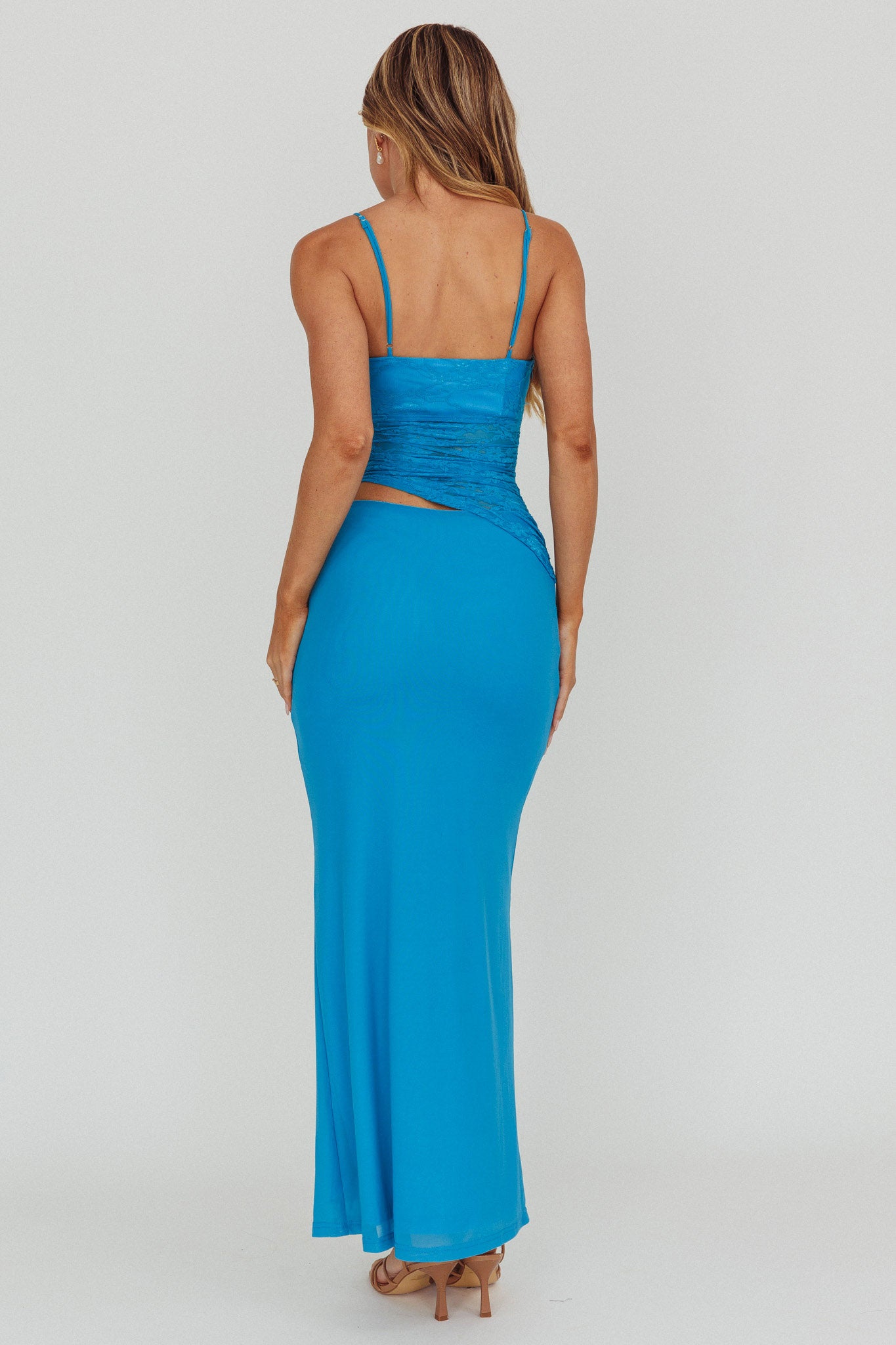 Lorely Lace Bodice Maxi Dress Blue-Maymioy