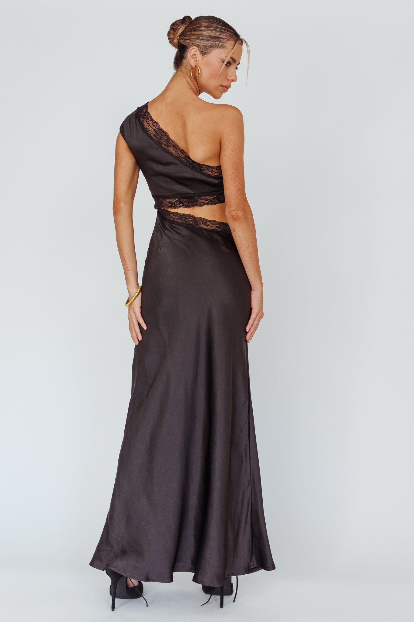 Mahli One-Shoulder Maxi Dress Black-Maymioy