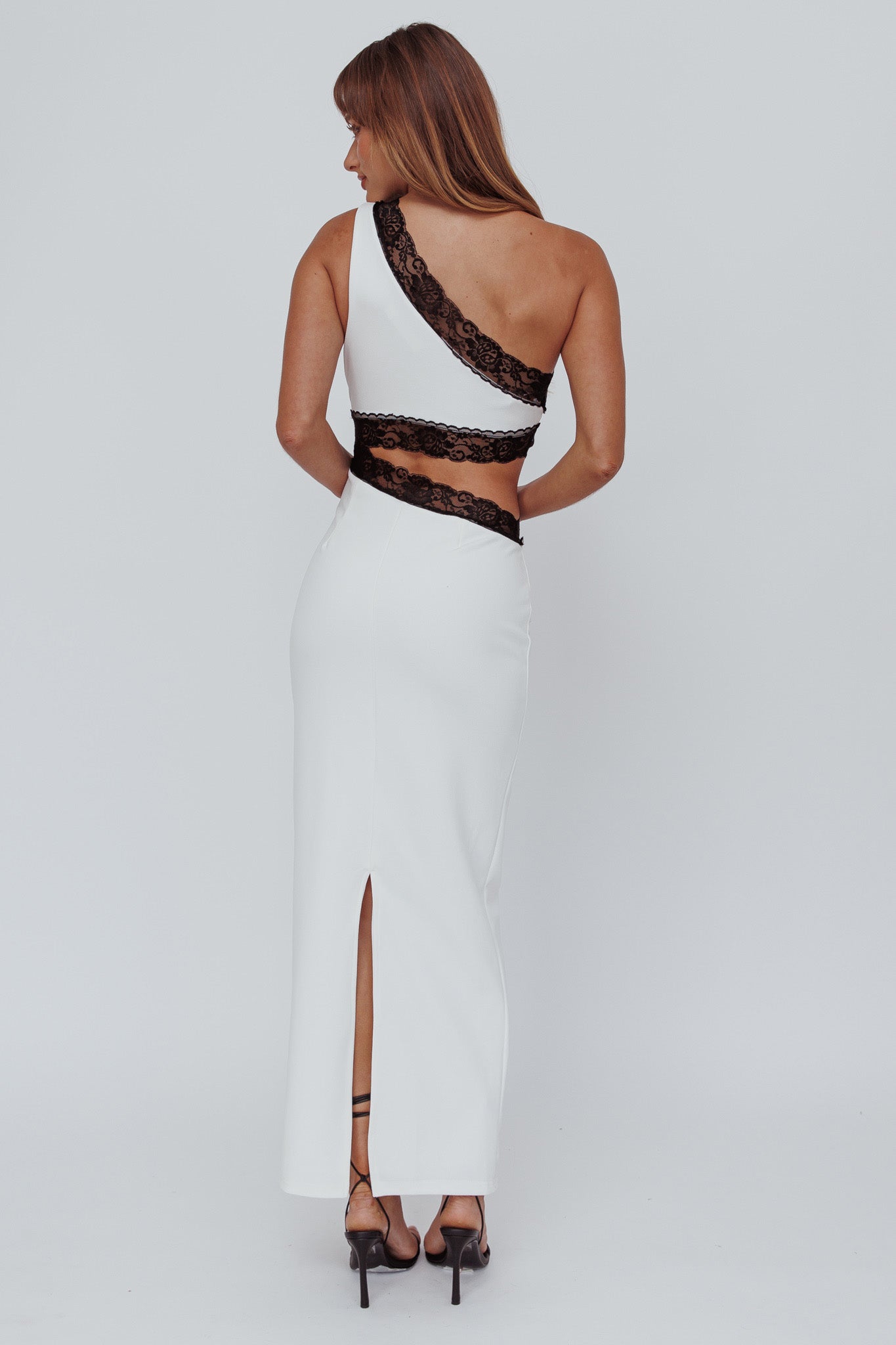 Mahli One-Shoulder Cut-Out Maxi Dress White-Maymioy