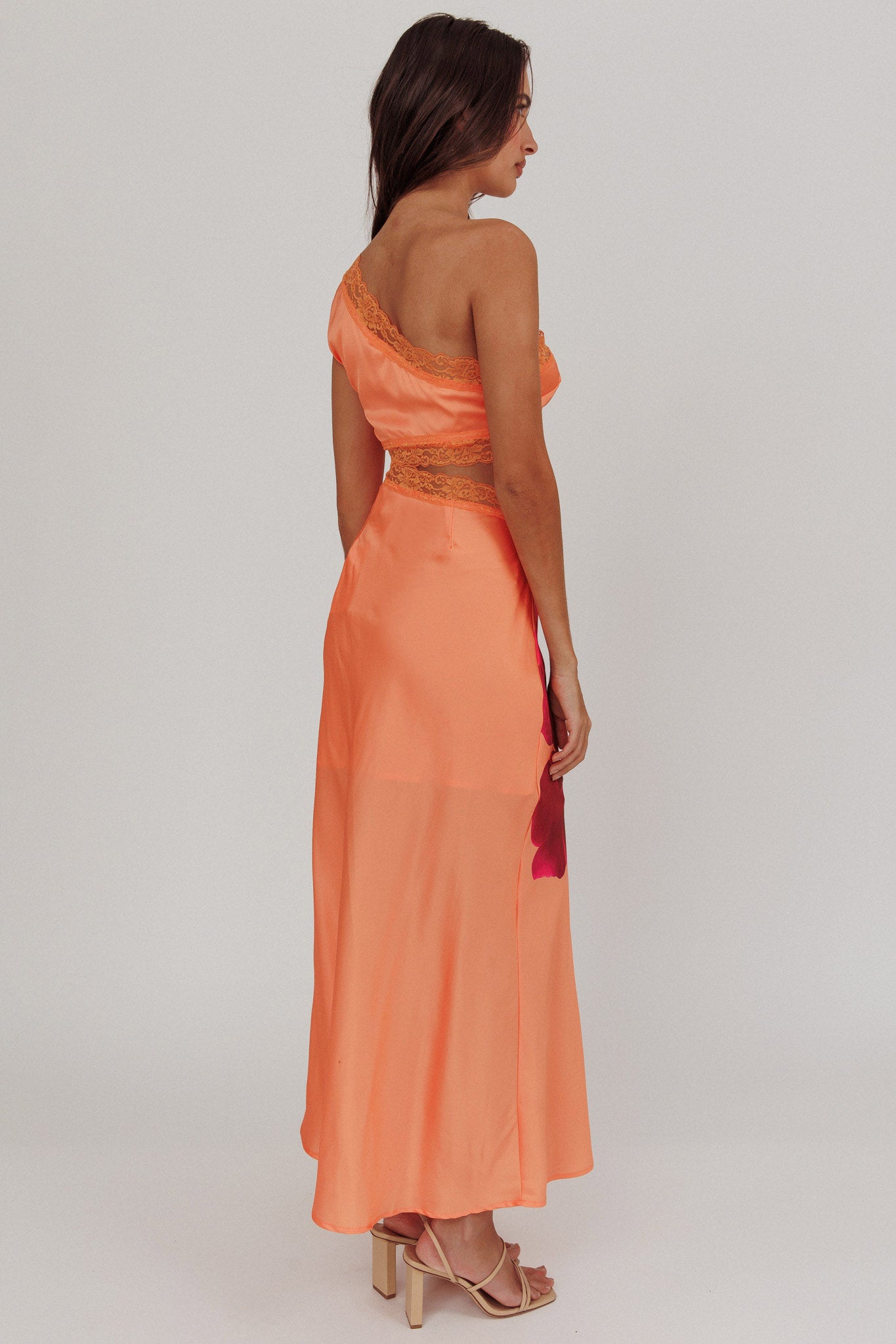 Mahli One-Shoulder Cut-Out Maxi Dress Orange-Maymioy
