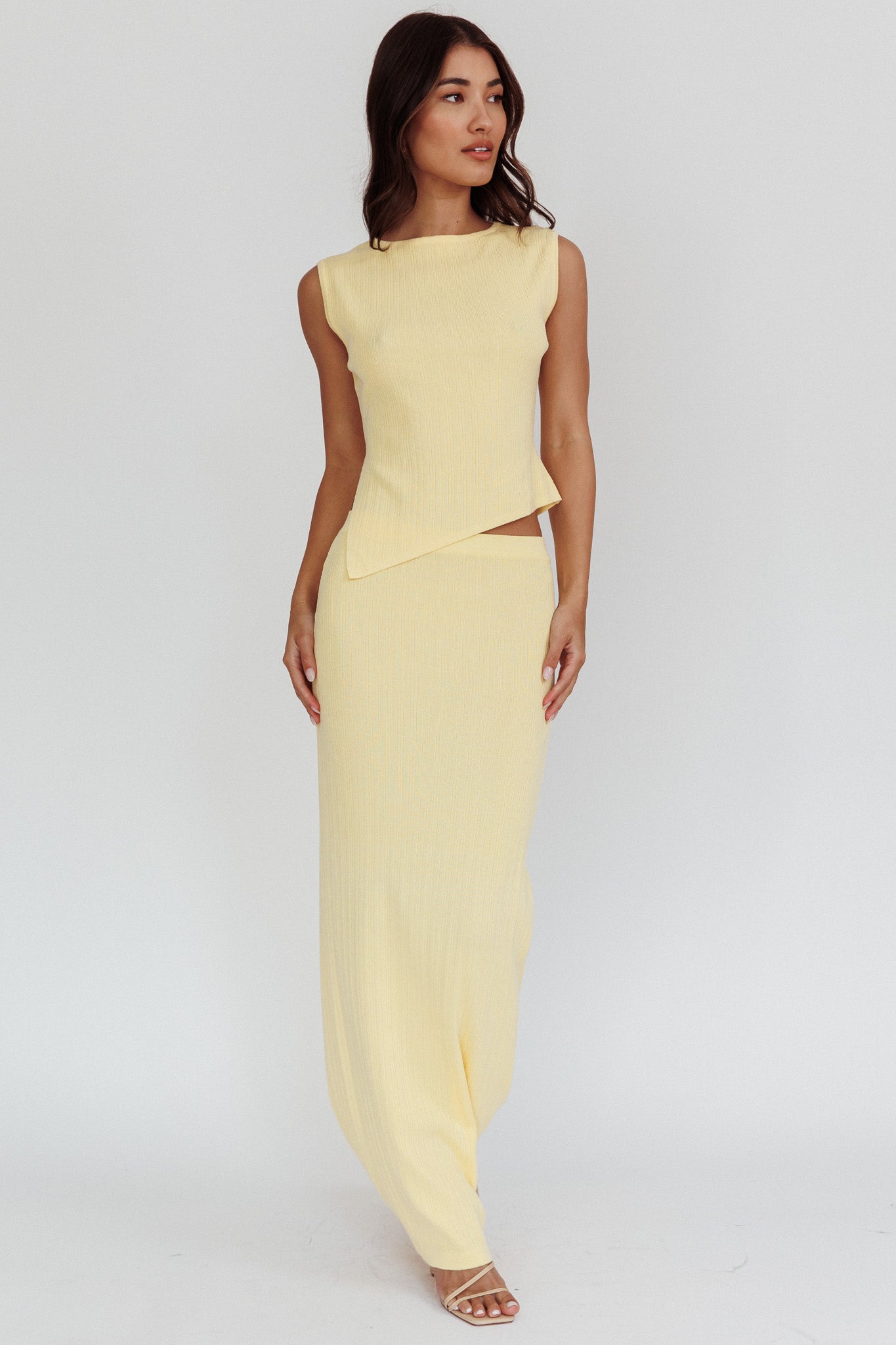 Rossana Asymmetric Hem Keyhole Top Butter-Maymioy