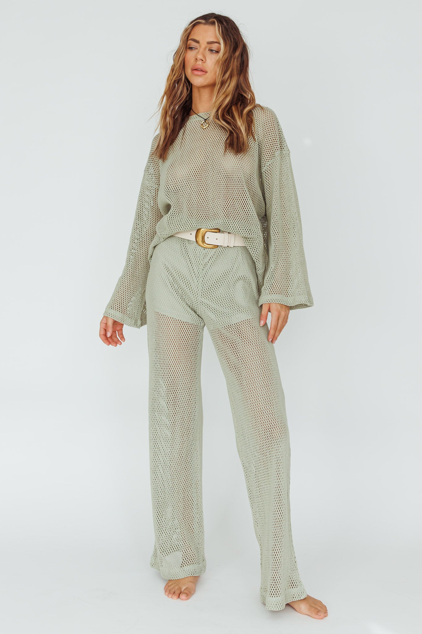 Mahina Long Net Pants Sage-Maymioy