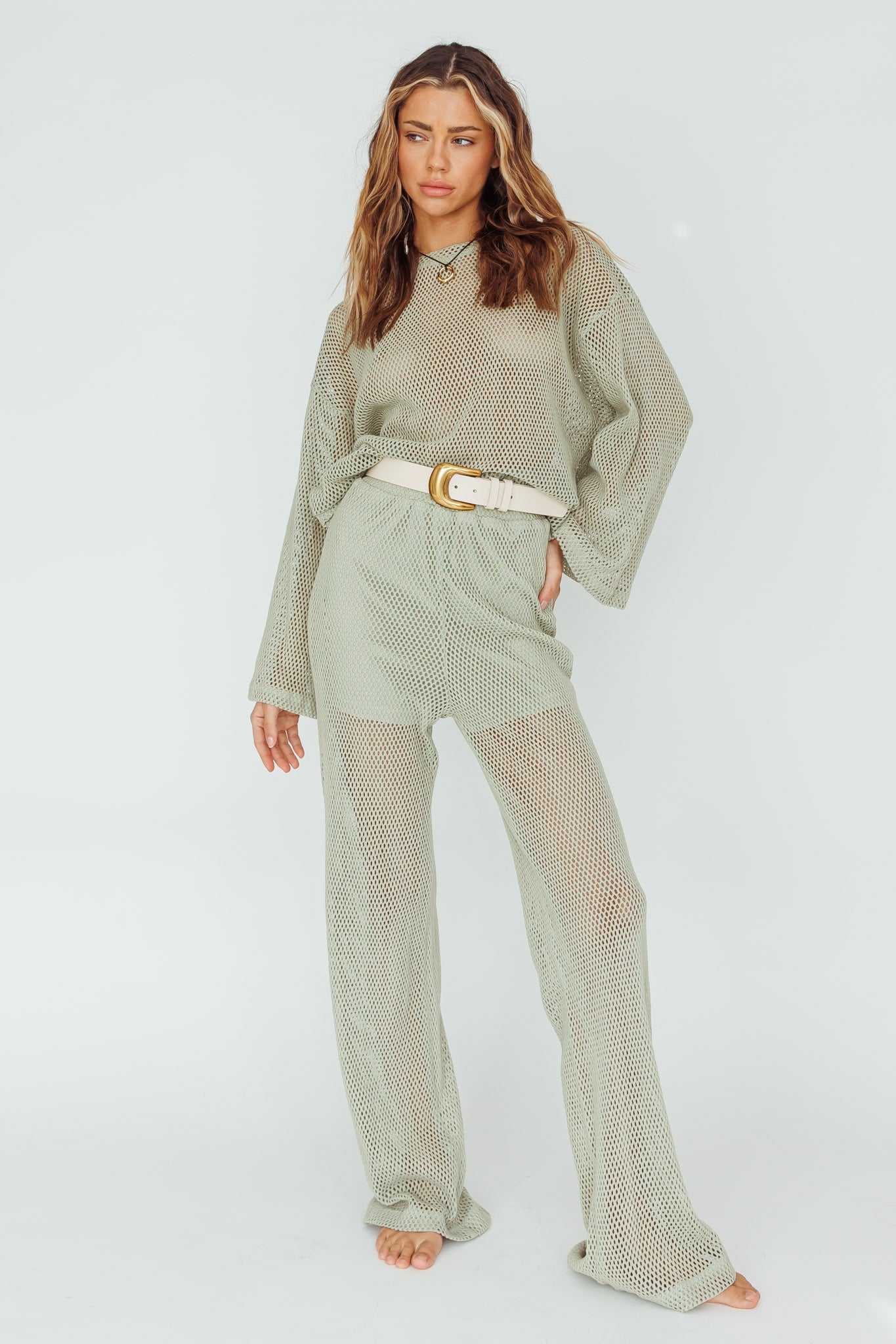 Mahina Long Net Pants Sage-Maymioy