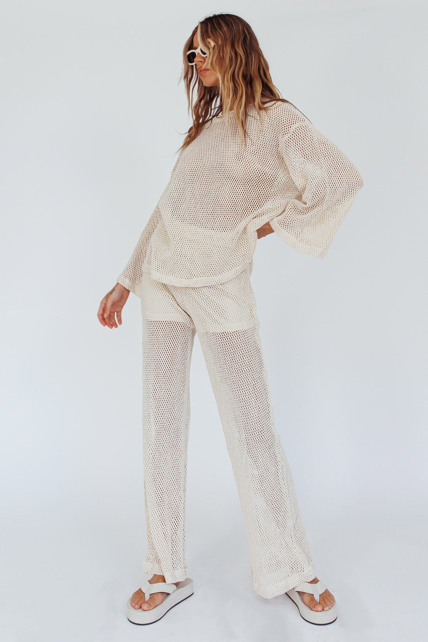 Mahina Long Net Pants Sand-Maymioy