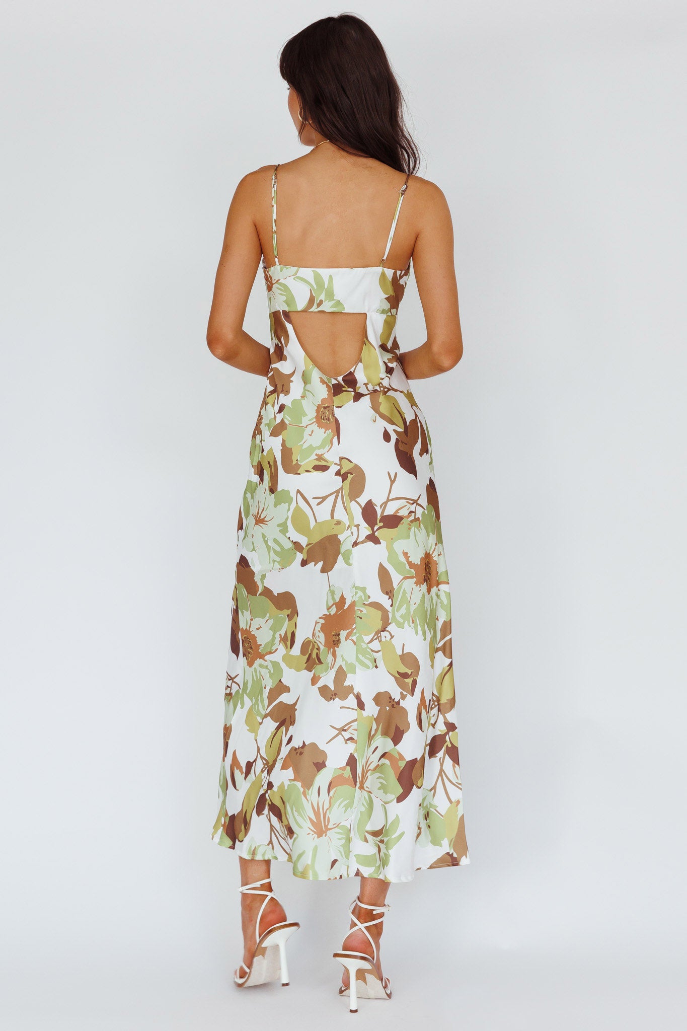 Egypt Cami Strap Maxi Dress Print Green-Maymioy