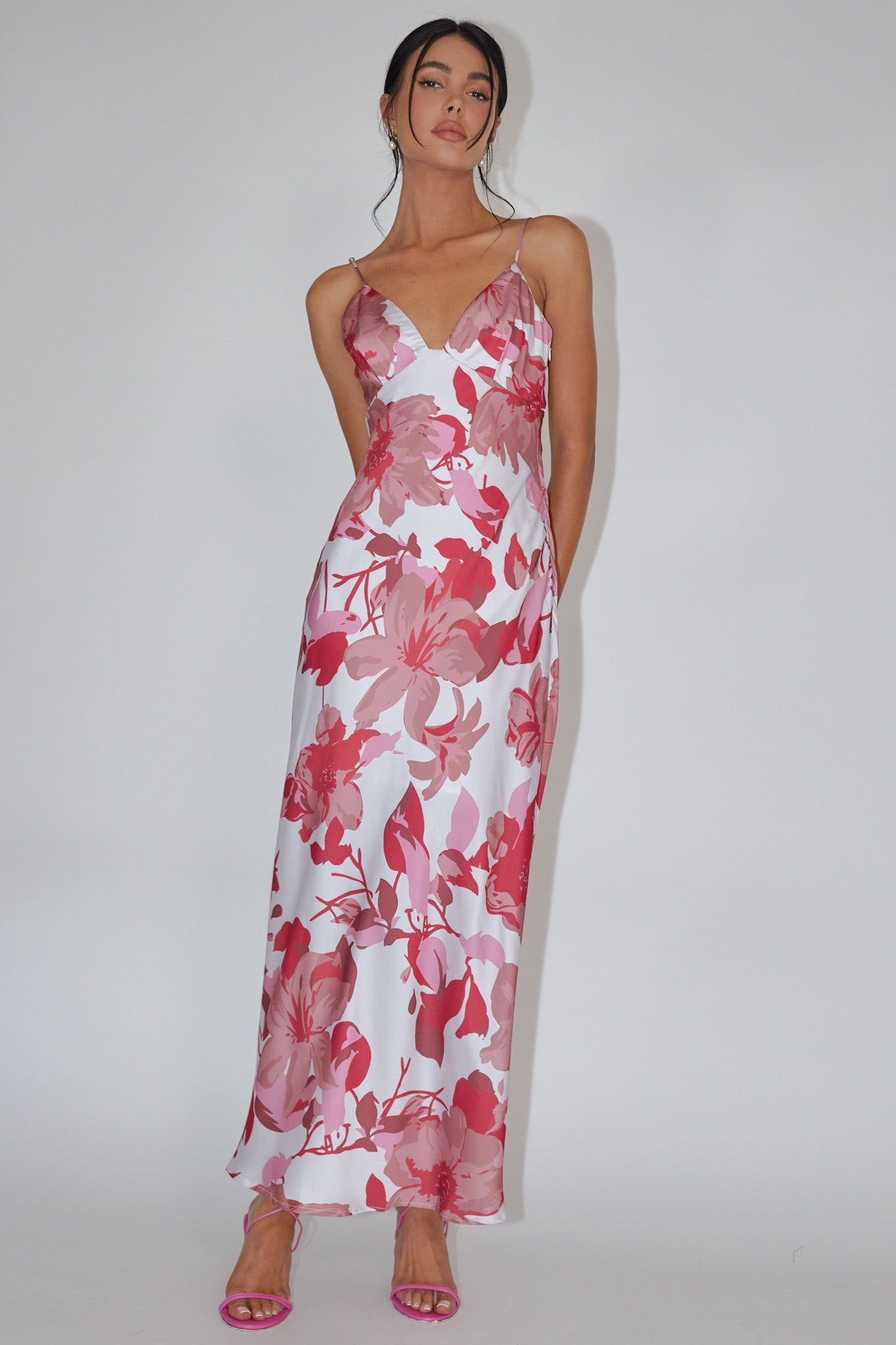 Egypt Cami Strap Maxi Dress Print Pink-Maymioy