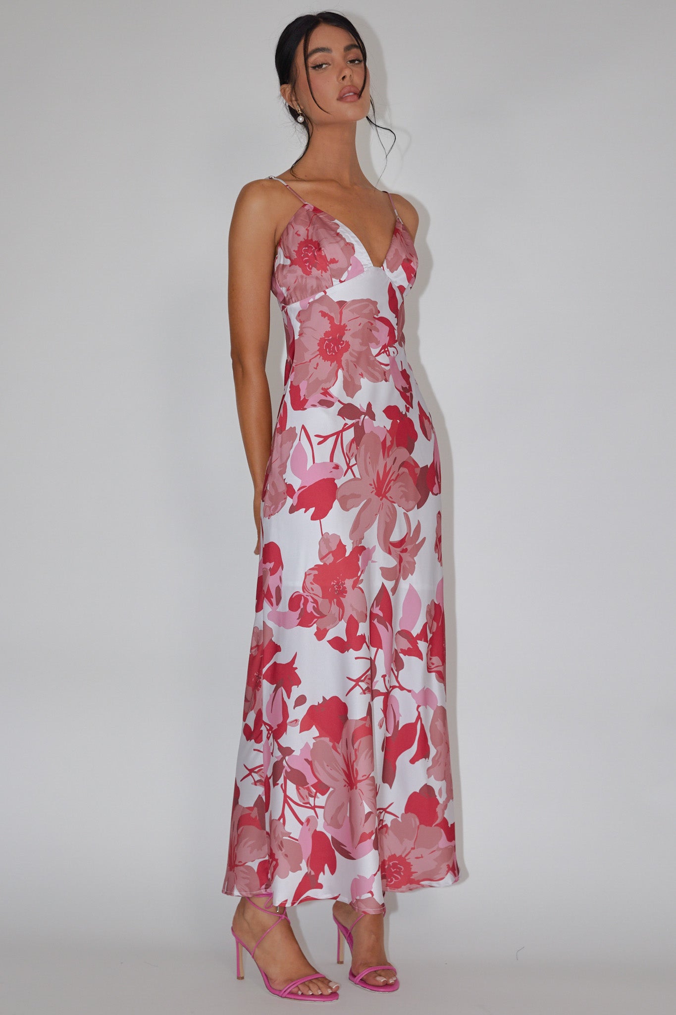 Egypt Cami Strap Maxi Dress Print Pink-Maymioy