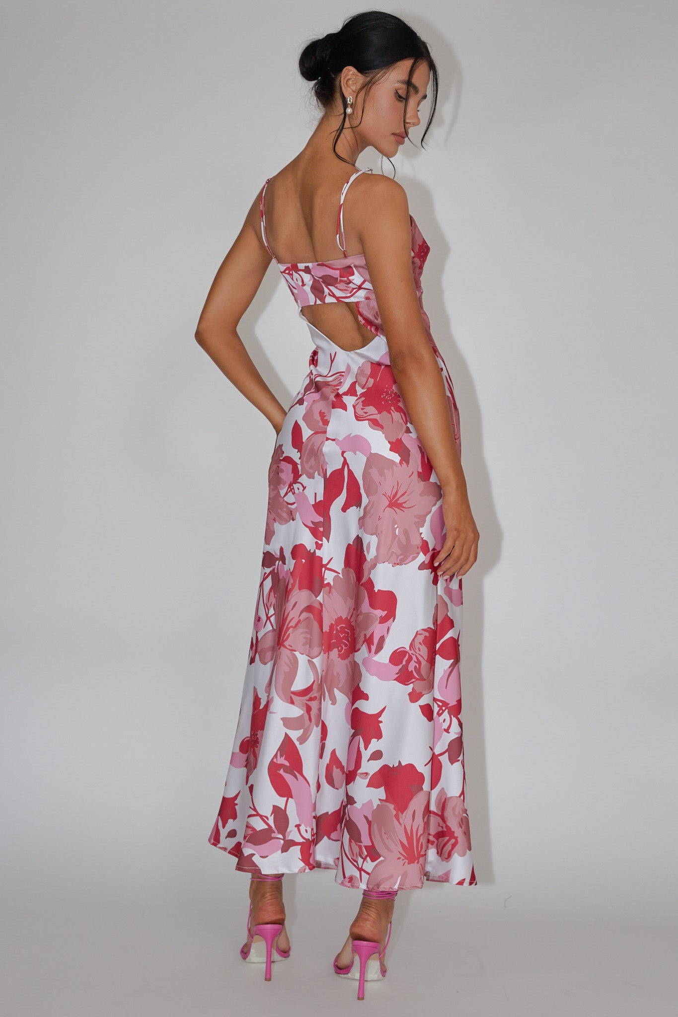 Egypt Cami Strap Maxi Dress Print Pink-Maymioy