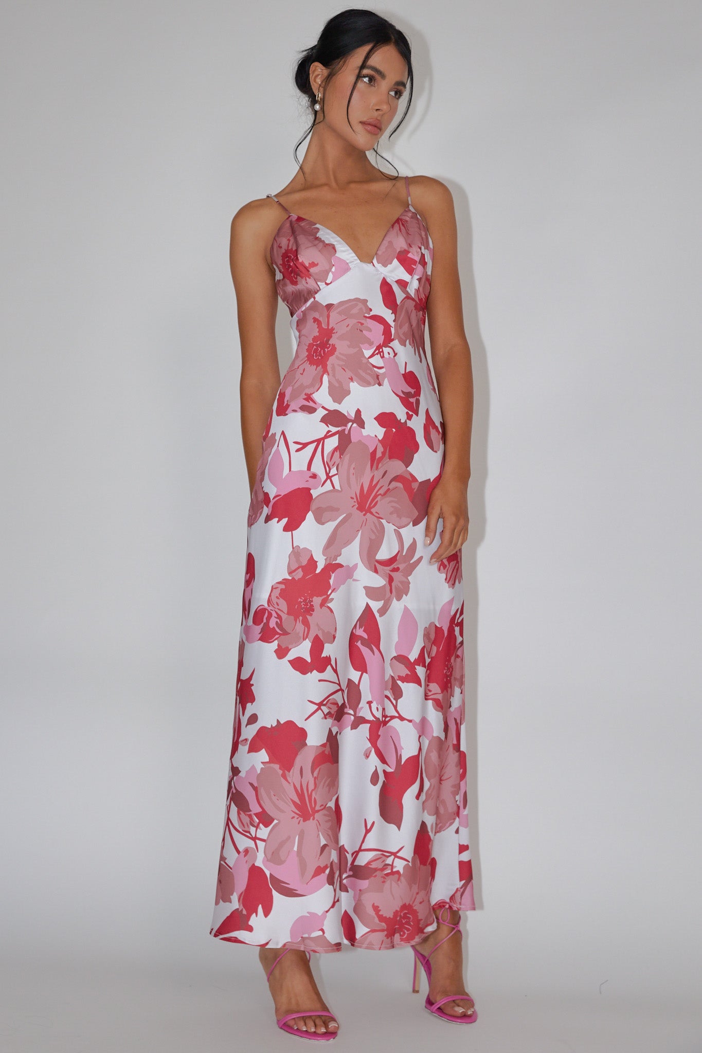 Egypt Cami Strap Maxi Dress Print Pink-Maymioy