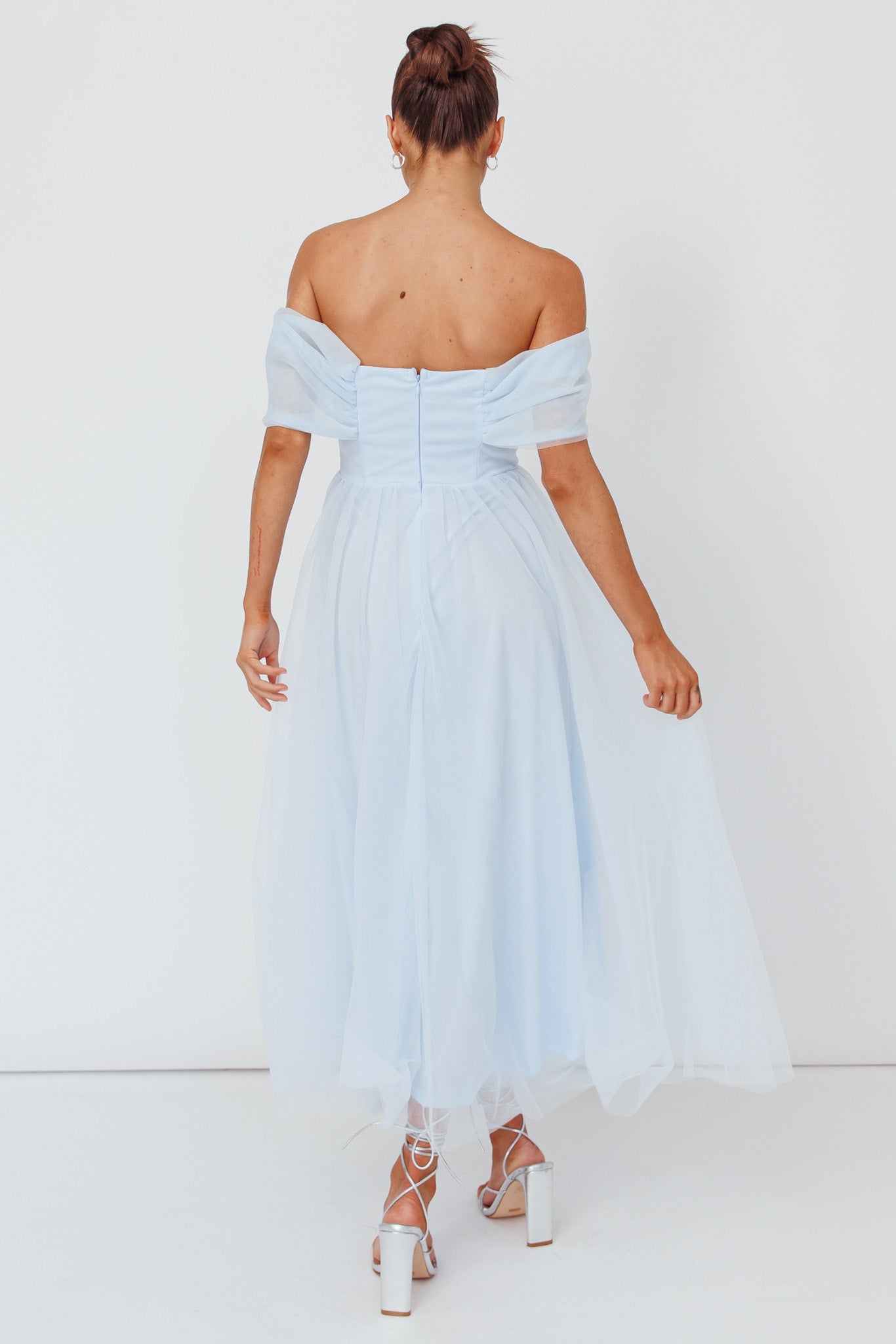 Dreamers & Lovers Off-Shoulder Maxi Dress Powder Blue-Maymioy