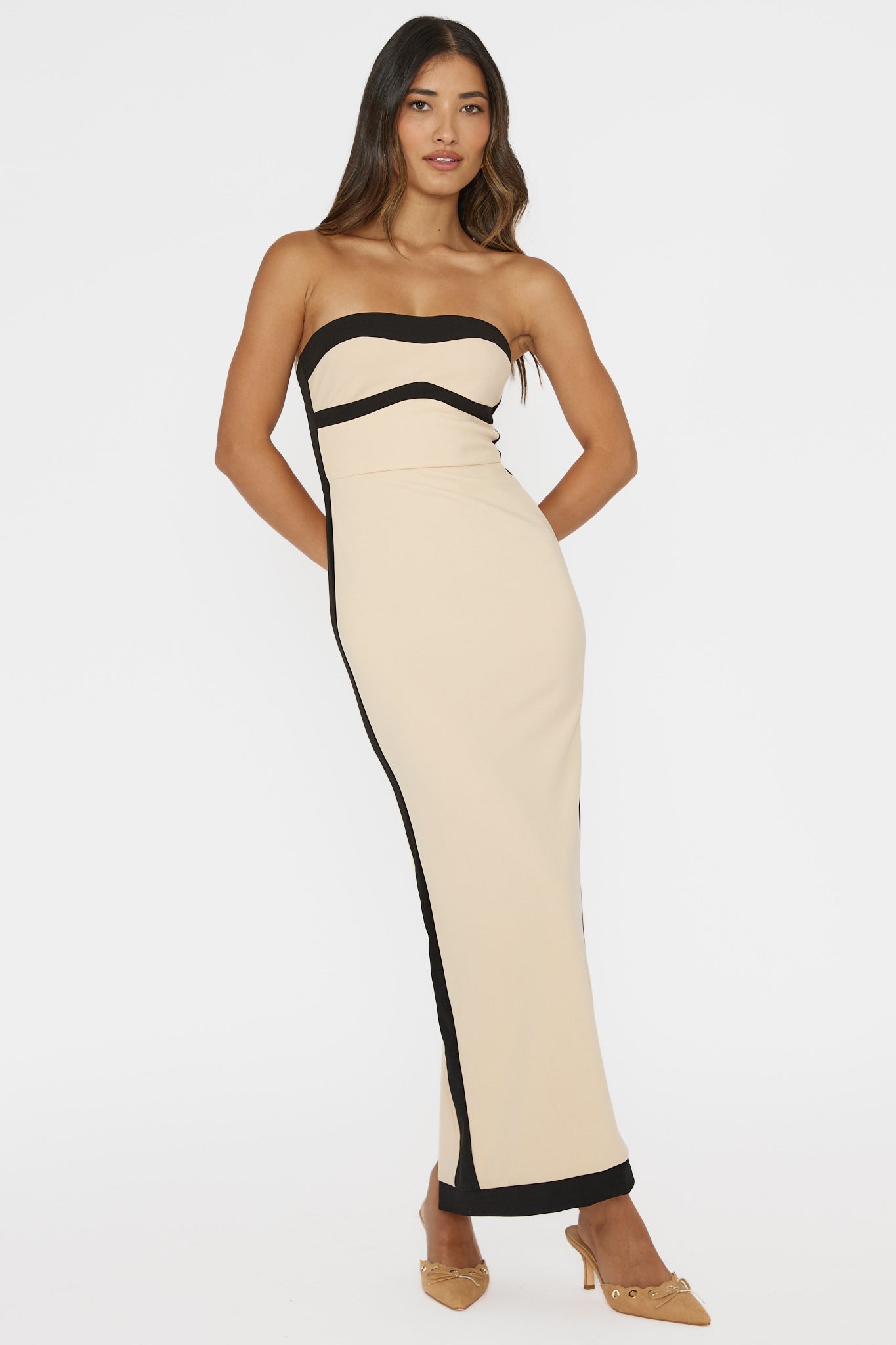 Tenika Strapless Bodycon Maxi Dress Nude-Maymioy