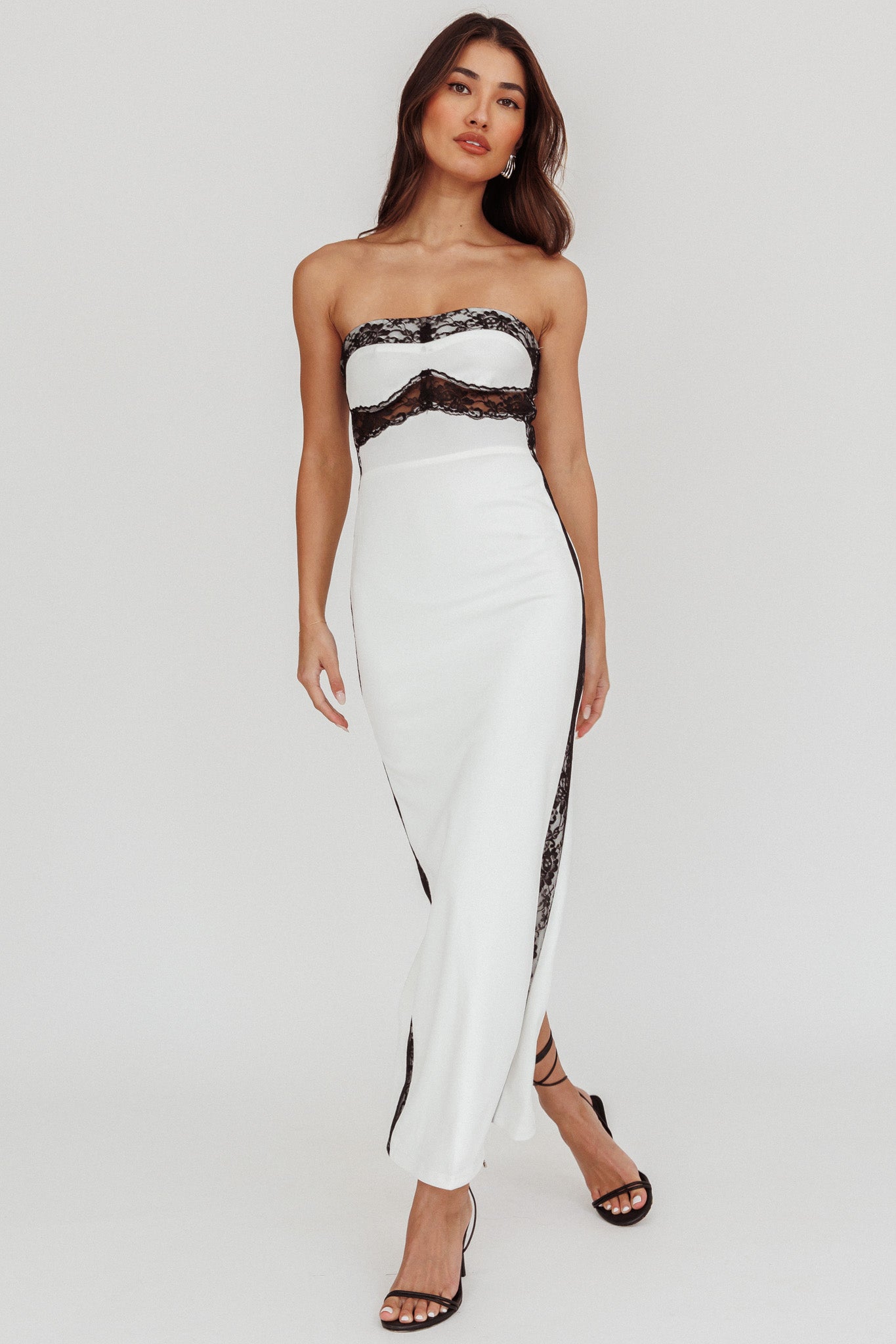 Tenika Strapless Bodycon Maxi Dress White-Maymioy