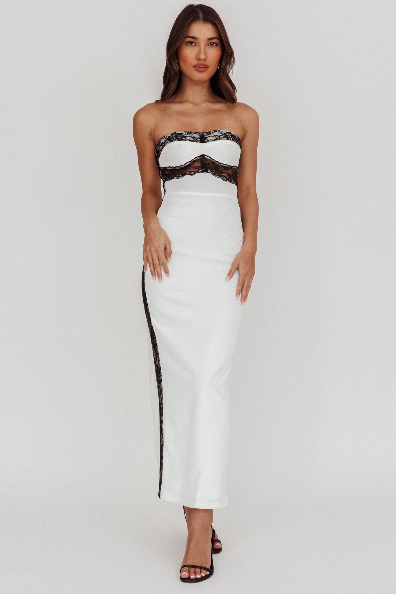 Tenika Strapless Bodycon Maxi Dress White-Maymioy