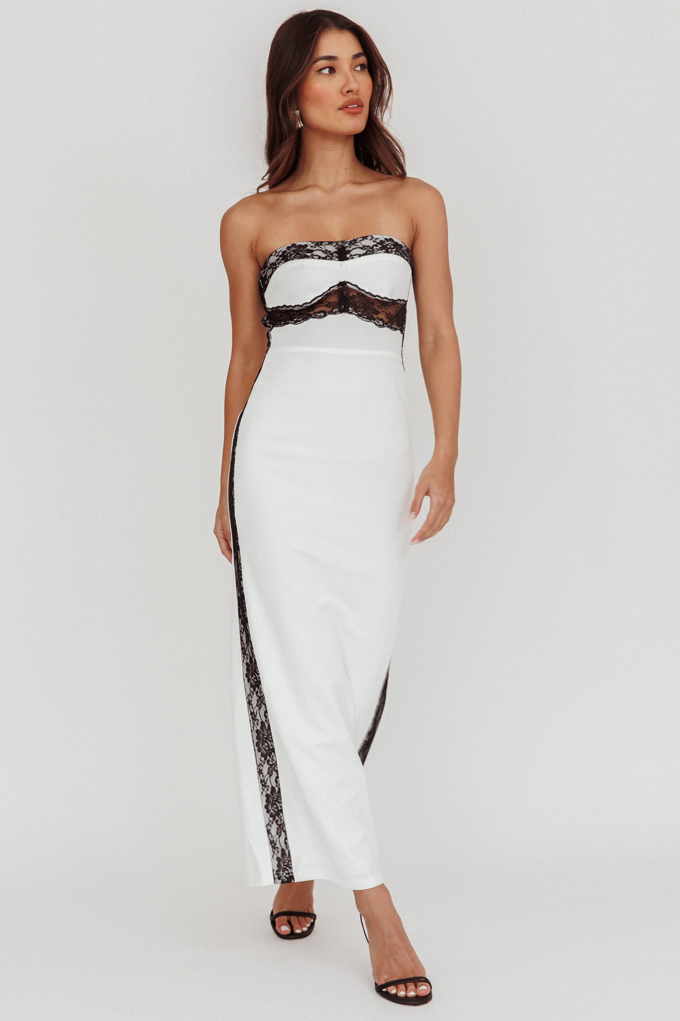 Tenika Strapless Bodycon Maxi Dress White-Maymioy
