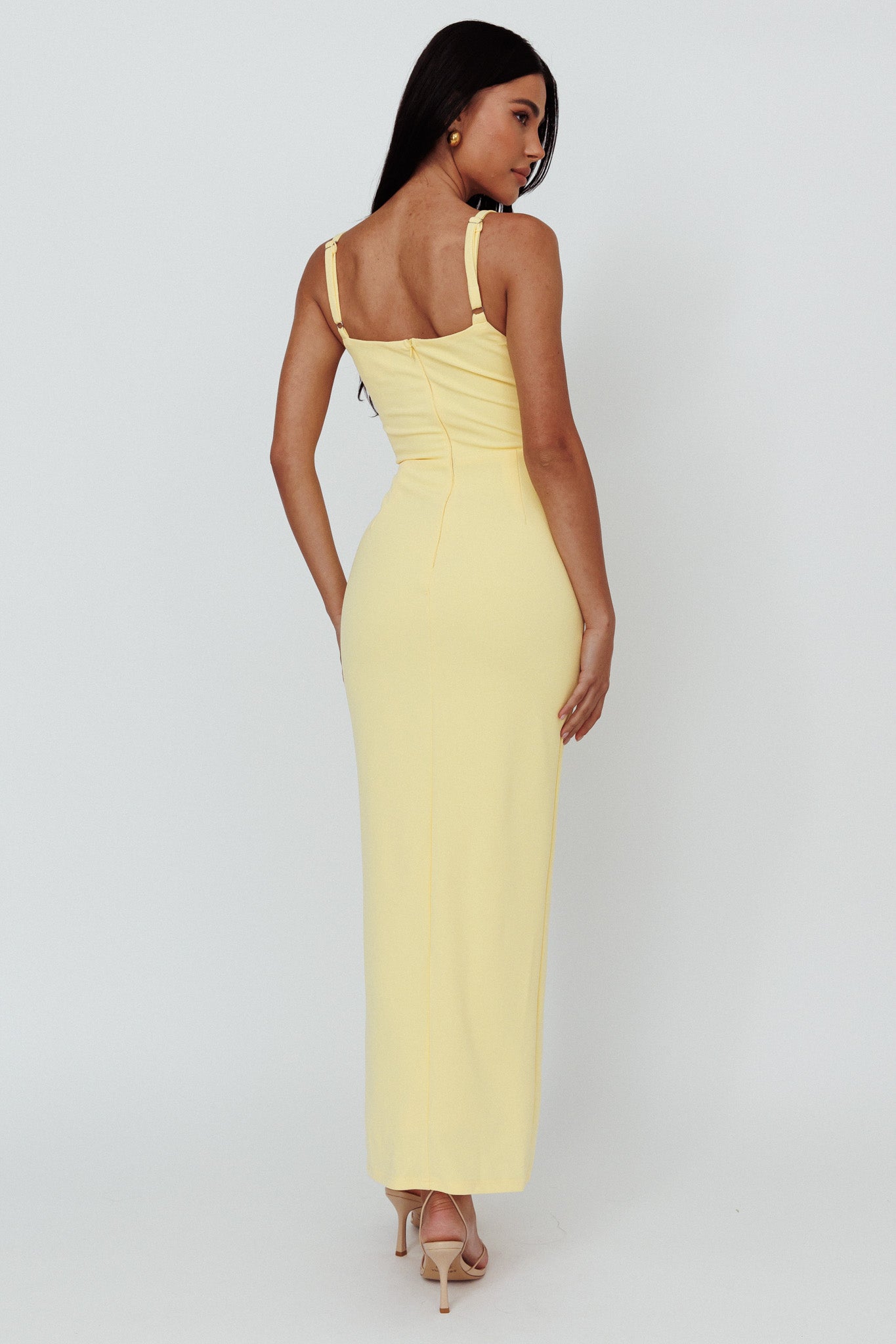 Love To Love Front Split Maxi Dress Lemon-Maymioy