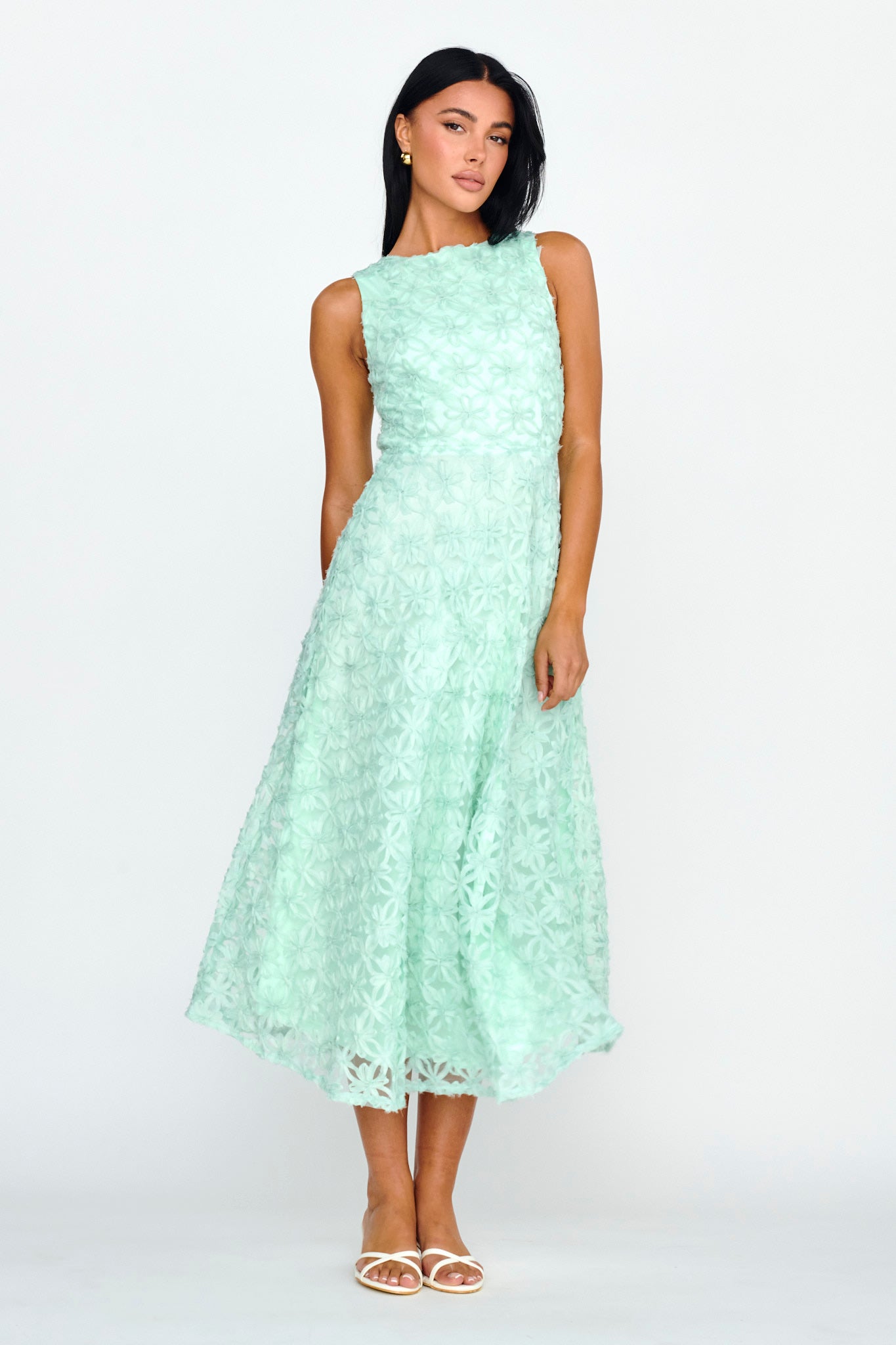 Dianne Sleeveless Embellished Midi Dress Mint-Maymioy