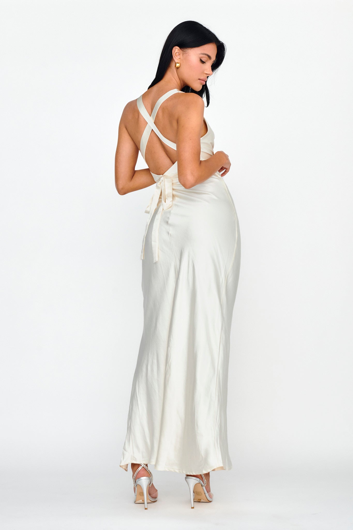Midnight Sun Asymmetrical Strap Maxi Dress Oyster-Maymioy