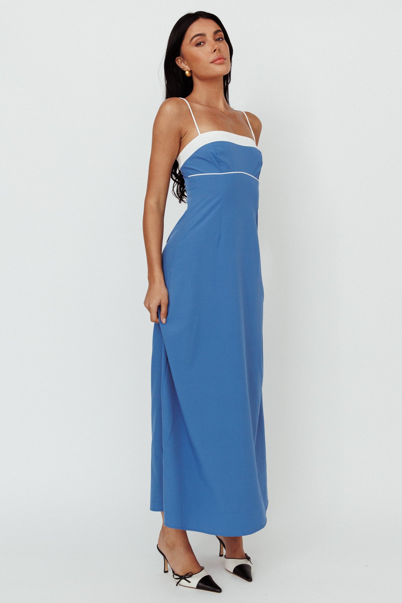 Taera Cami Strap Midi Dress Blue-Maymioy