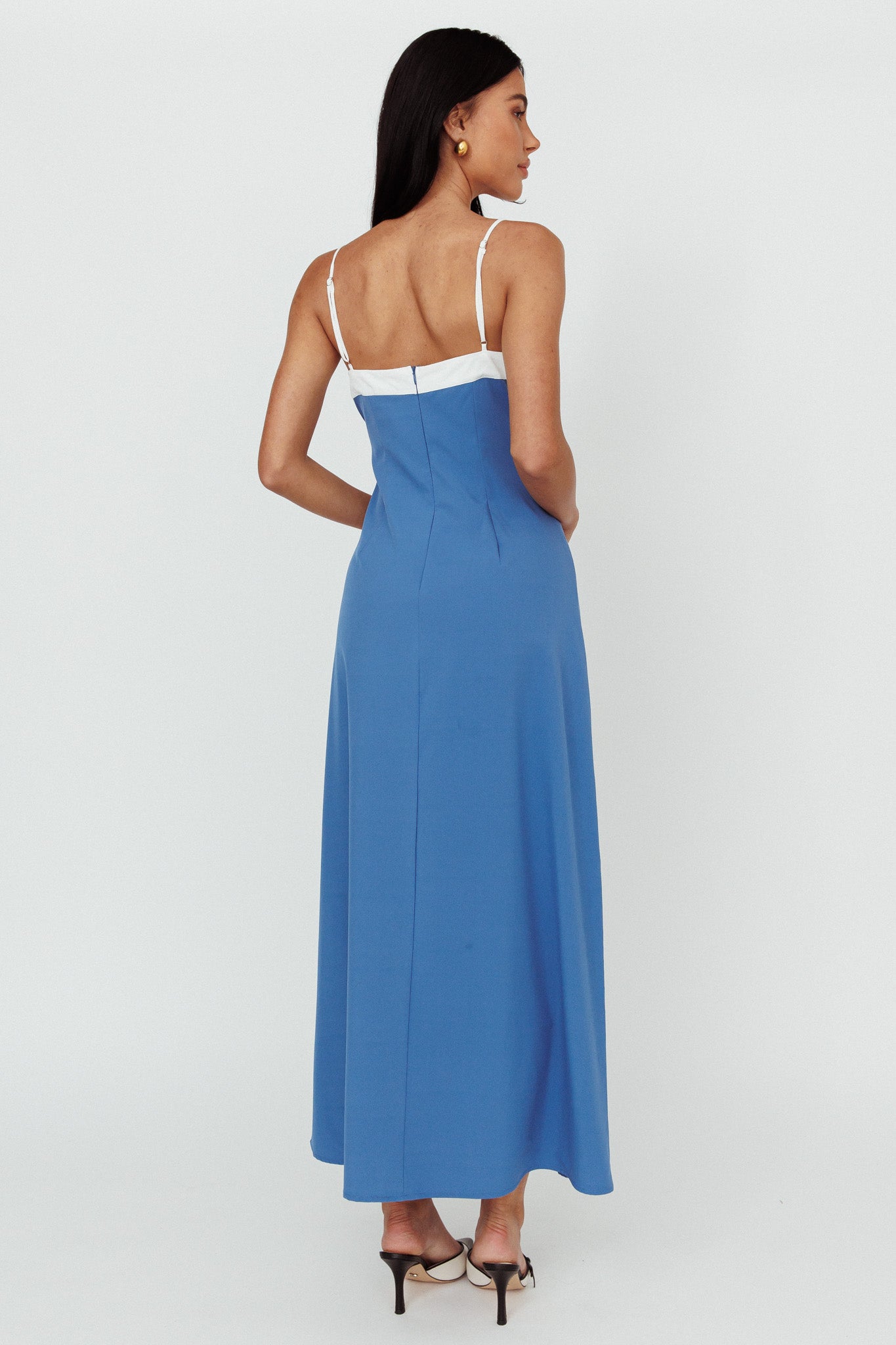 Taera Cami Strap Midi Dress Blue-Maymioy