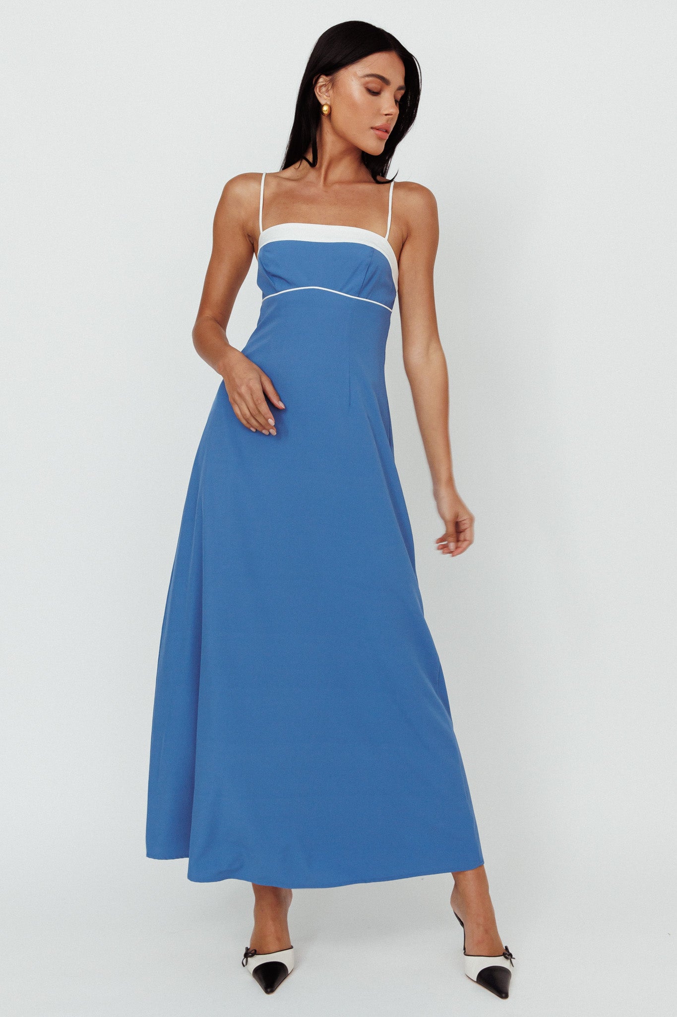 Taera Cami Strap Midi Dress Blue-Maymioy