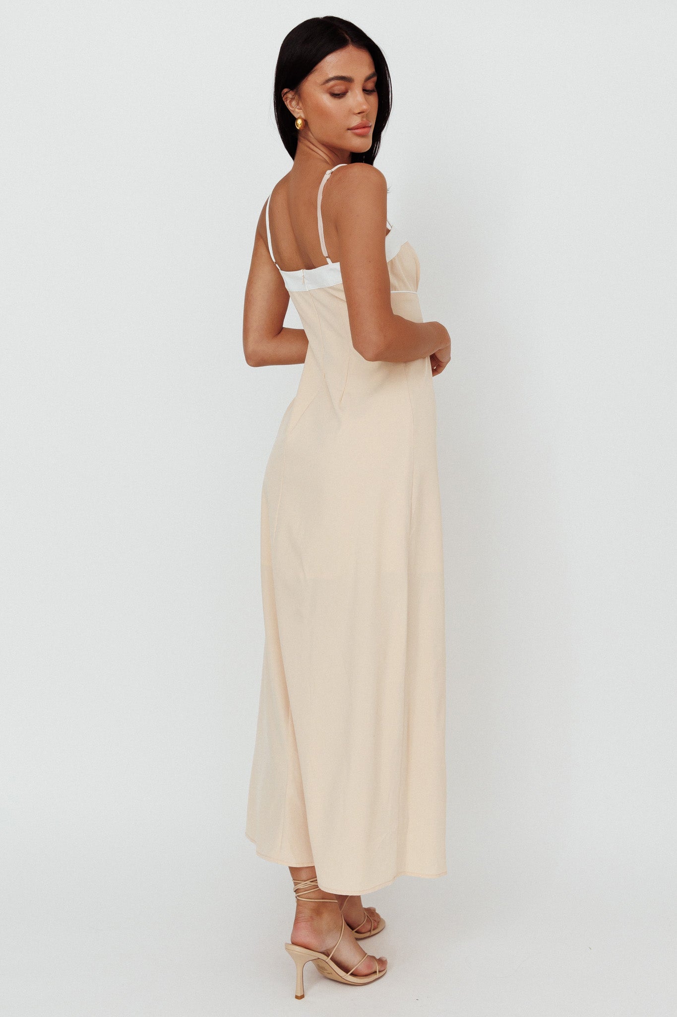 Taera Cami Strap Midi Dress Oat-Maymioy