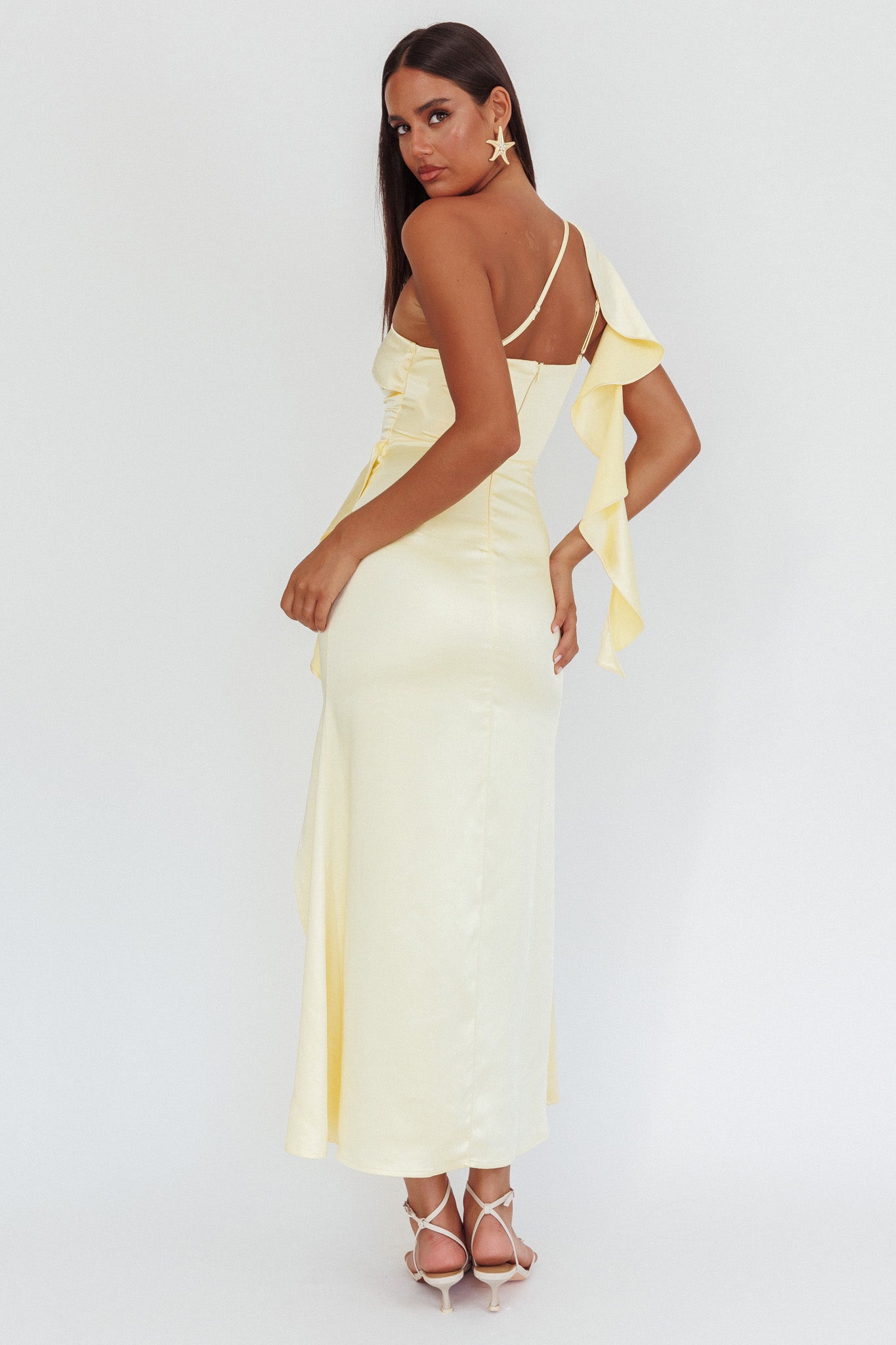 Carmel One-Shoulder Split Maxi Dress Butter-Maymioy