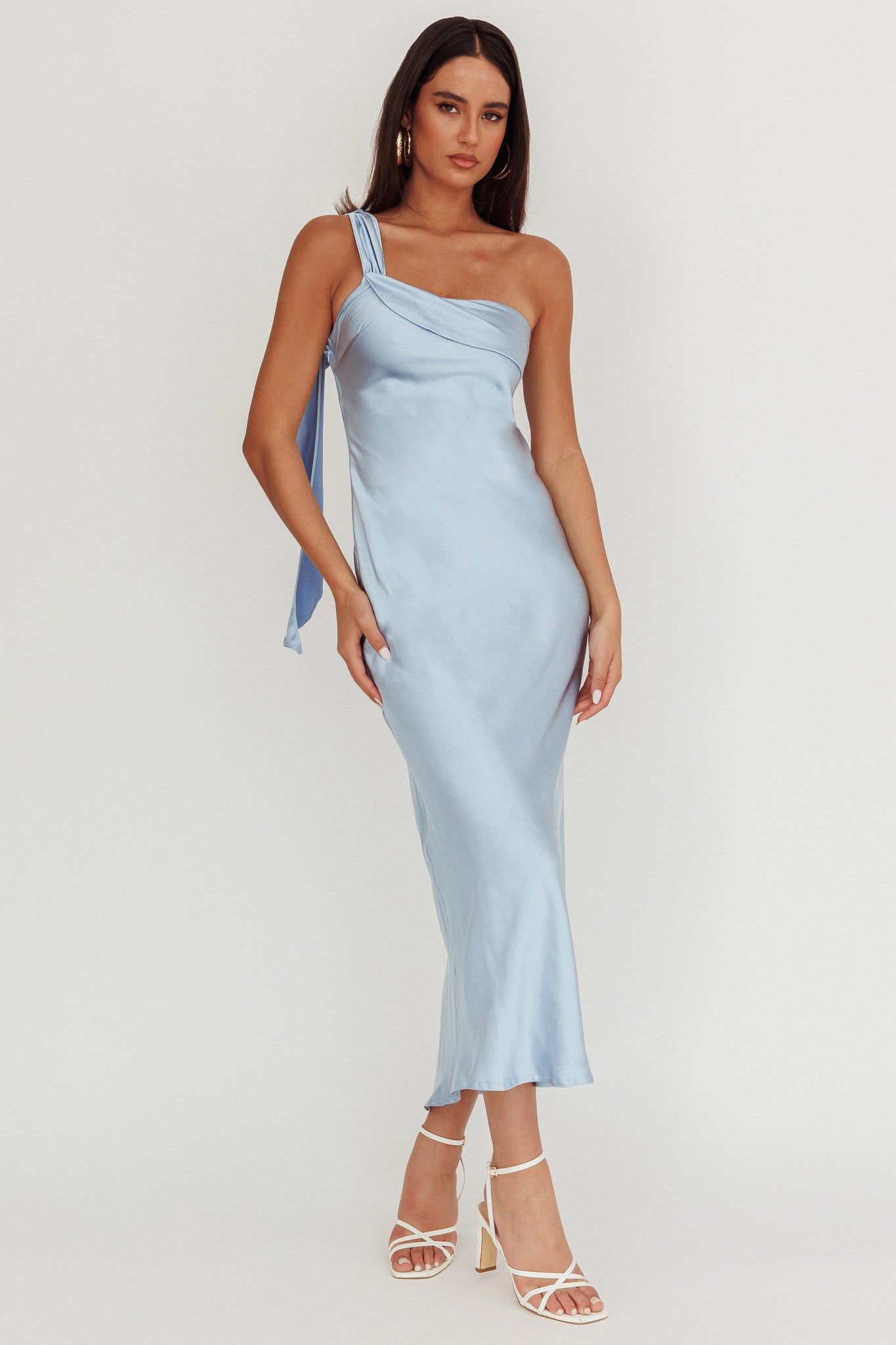 Carmel One-Shoulder Sash Maxi Dress Baby Blue-Maymioy