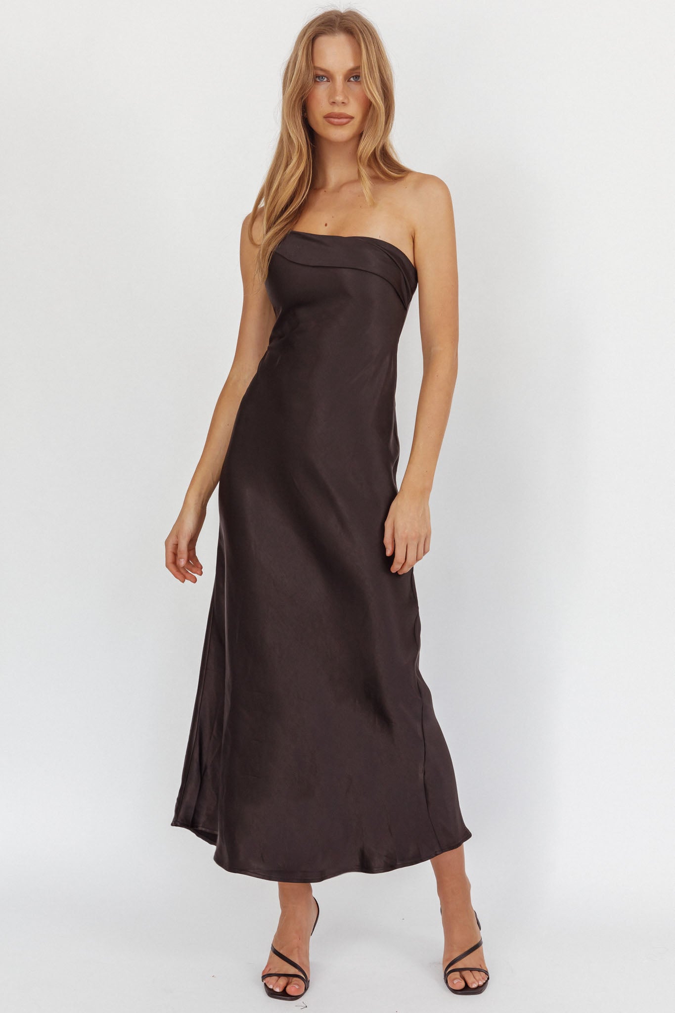 Carmel One-Shoulder Sash Maxi Dress Black-Maymioy