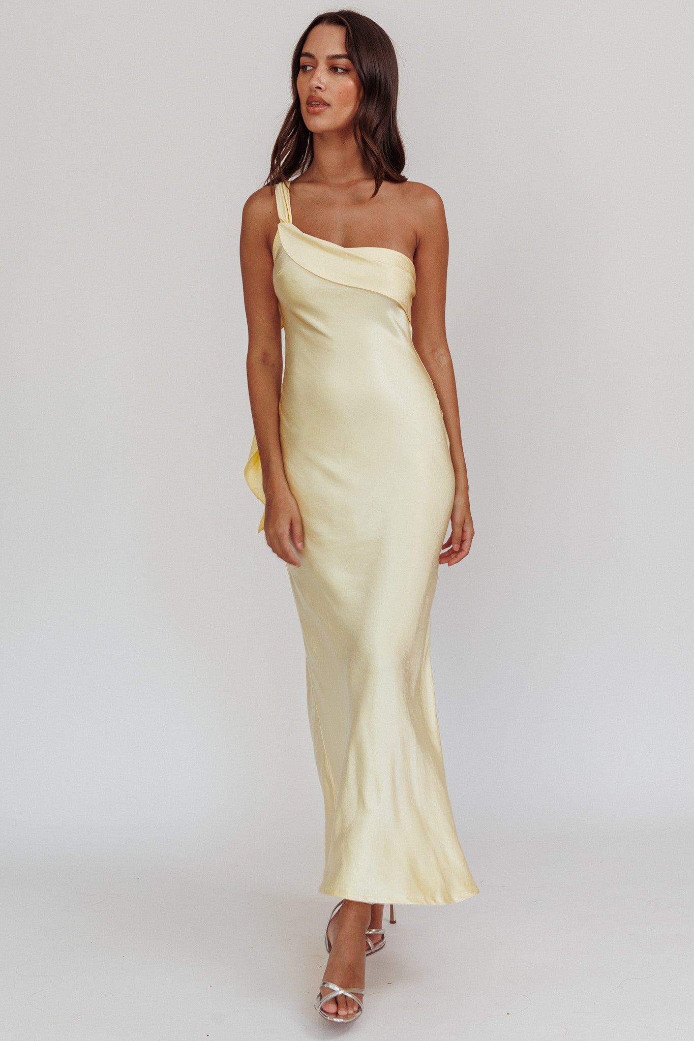 Carmel One-Shoulder Sash Maxi Dress Butter-Maymioy