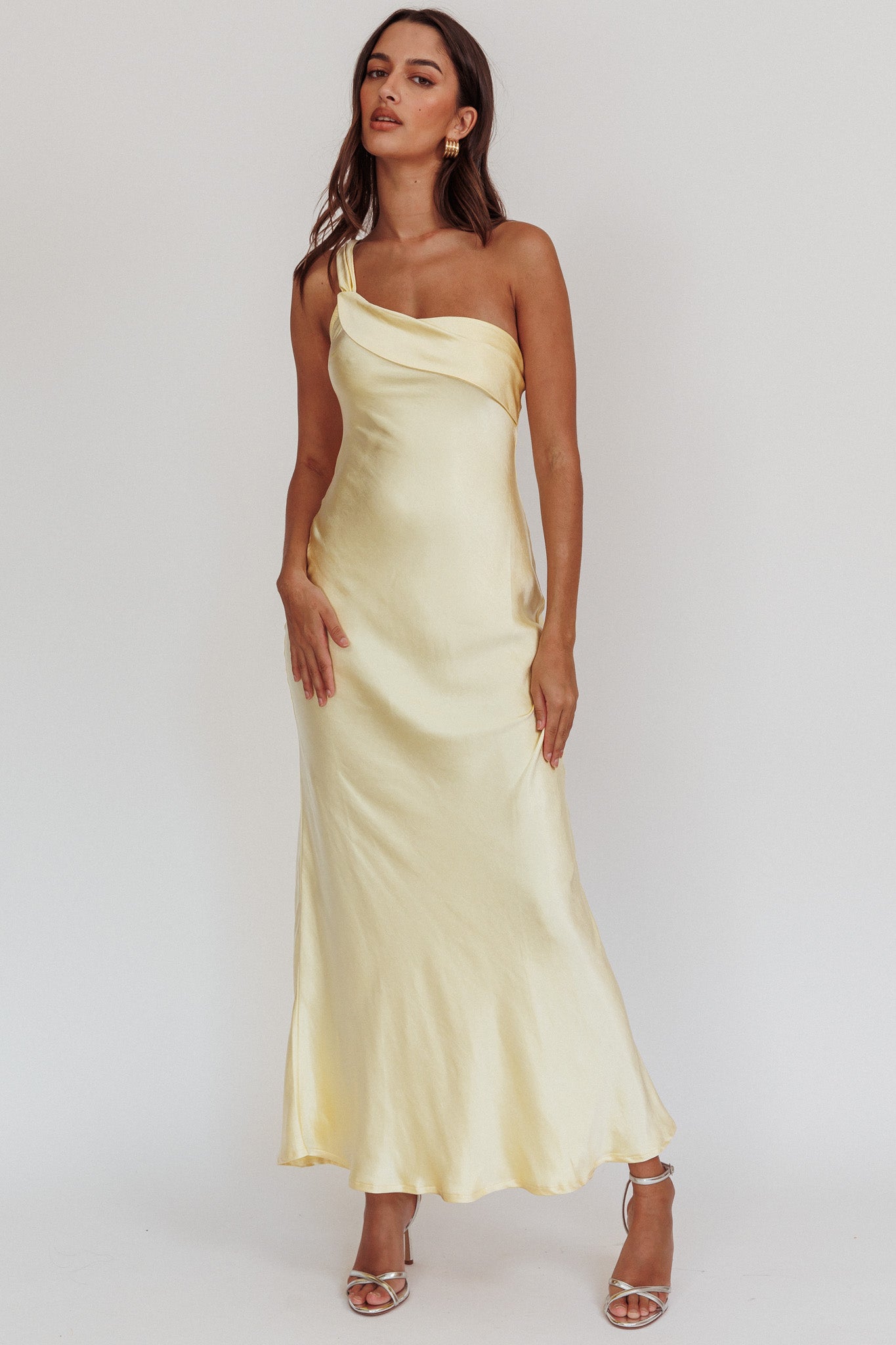 Carmel One-Shoulder Sash Maxi Dress Butter-Maymioy