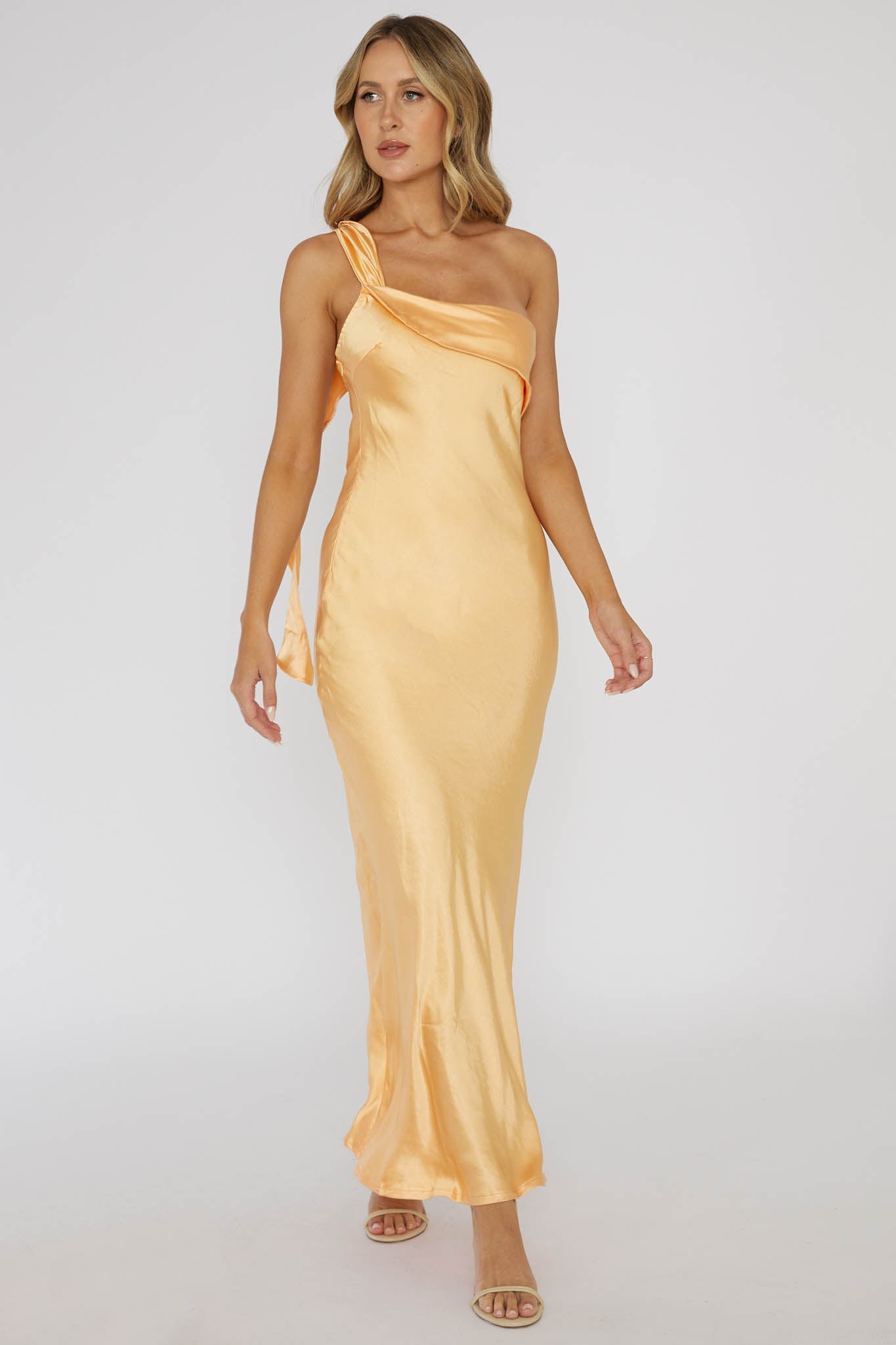 Carmel One-Shoulder Sash Maxi Dress Rockmelon-Maymioy