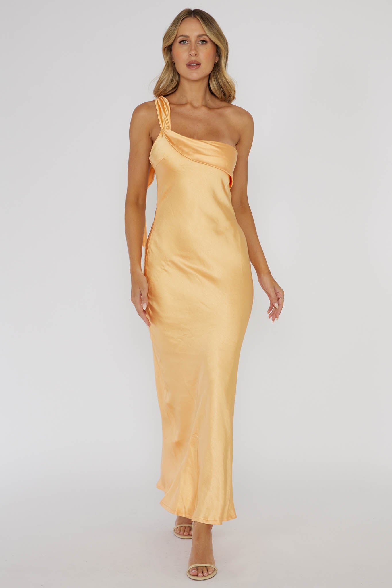 Carmel One-Shoulder Sash Maxi Dress Rockmelon-Maymioy