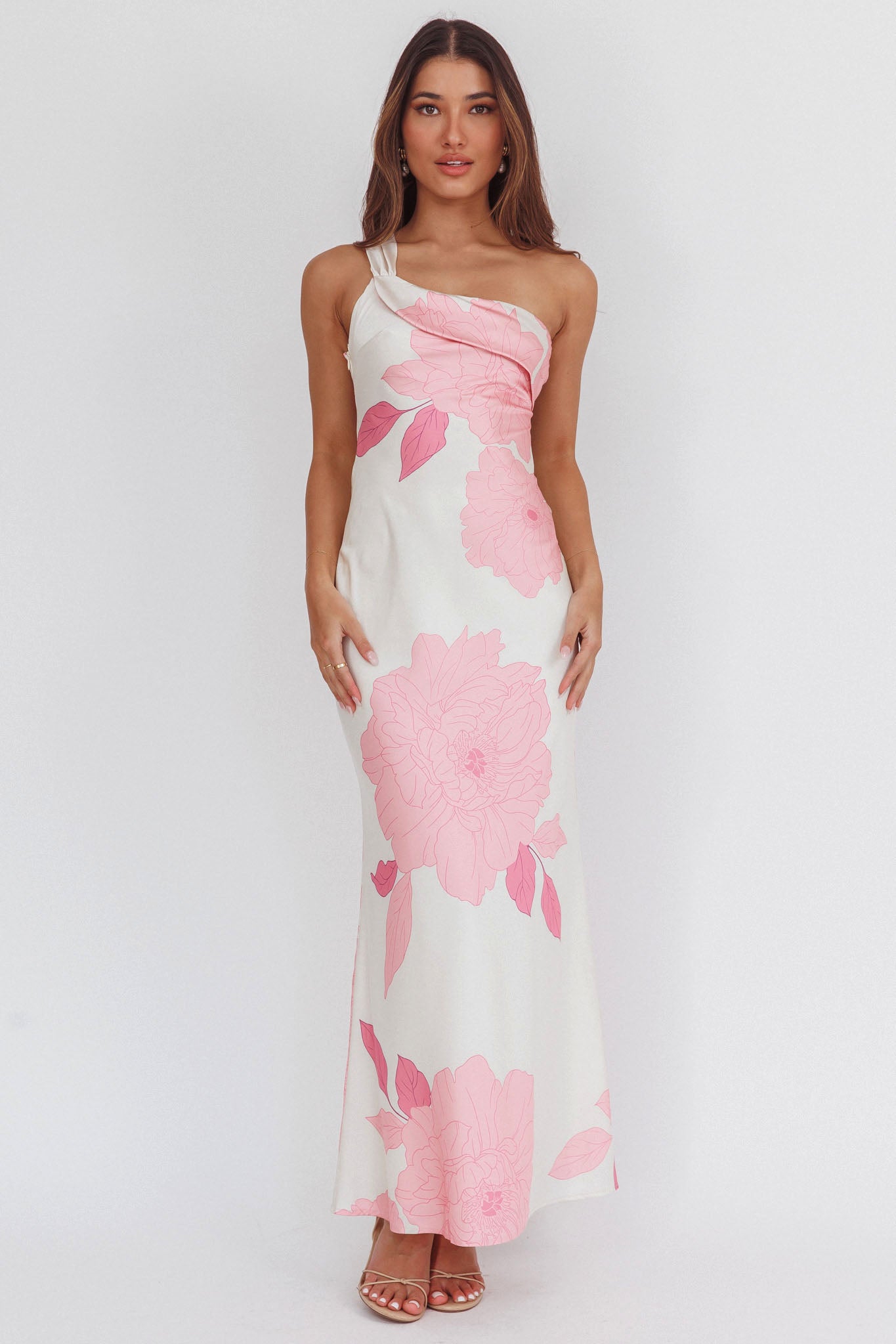 Carmel One-Shoulder Sash Maxi Dress Floral Butter-Maymioy