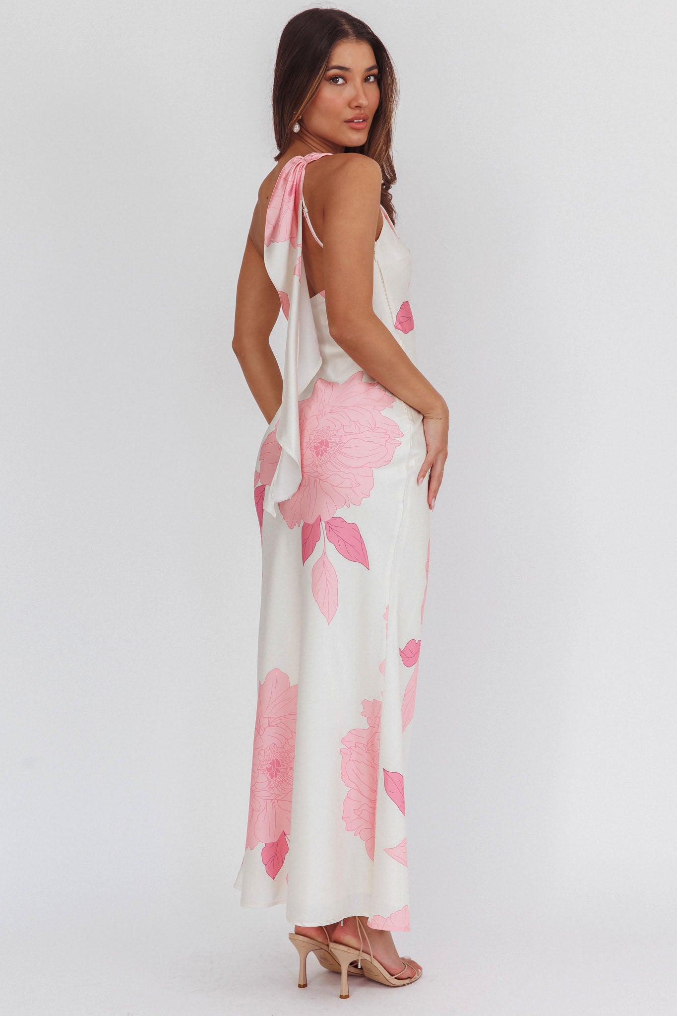 Carmel One-Shoulder Sash Maxi Dress Floral Butter-Maymioy