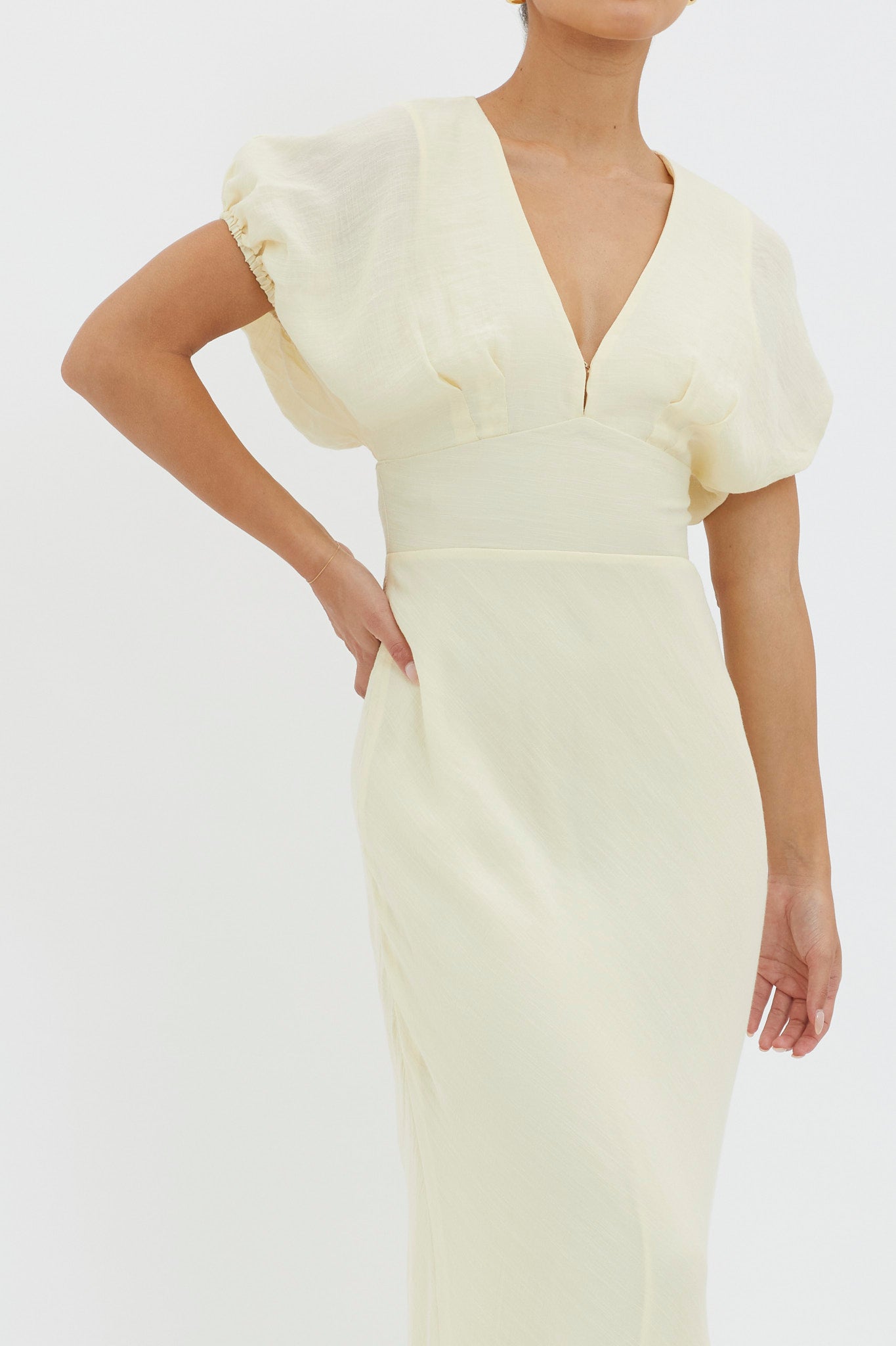 Dare To Live V-Neck Maxi Dress Butter-Maymioy