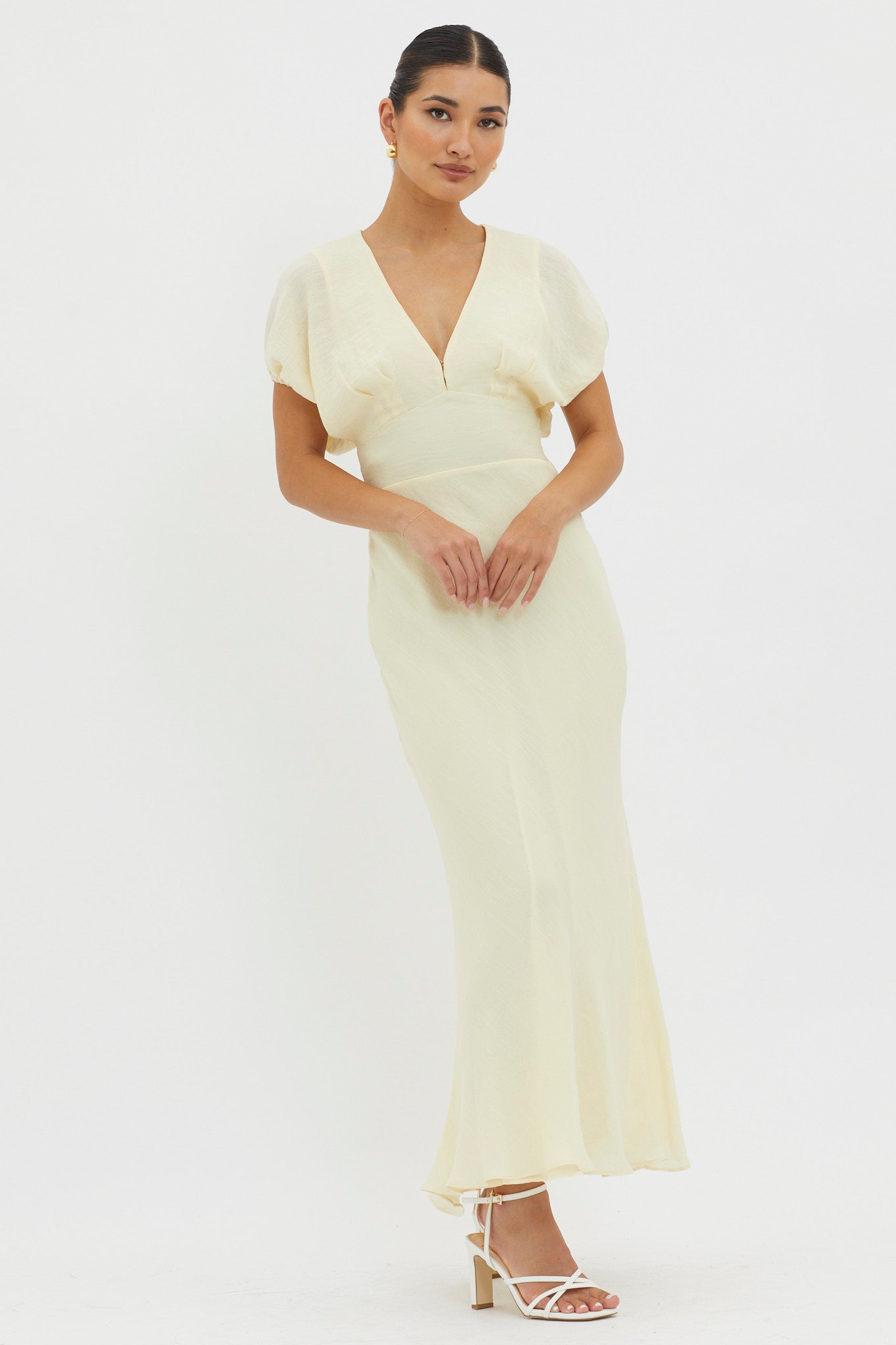 Dare To Live V-Neck Maxi Dress Butter-Maymioy
