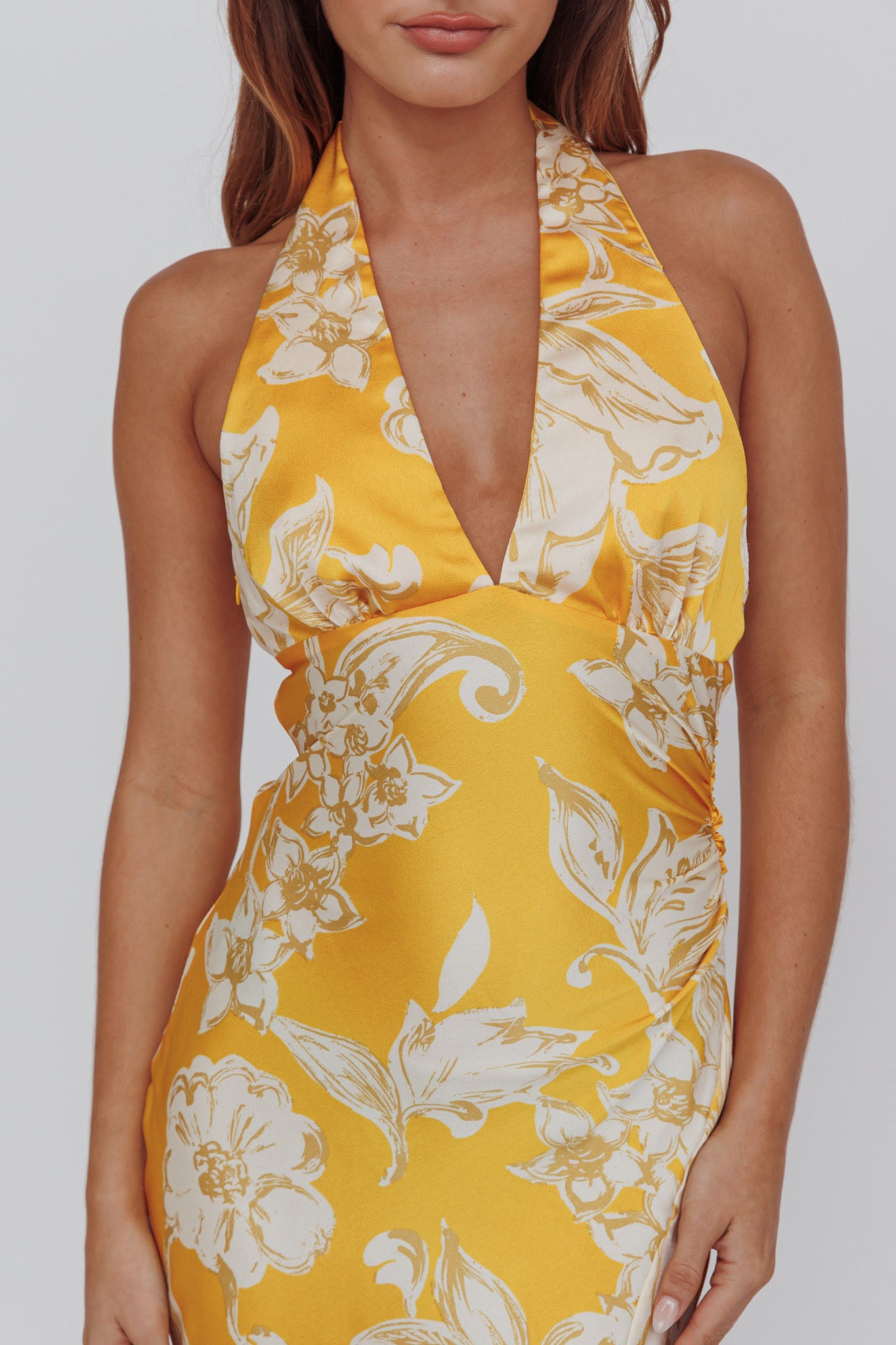 Brighter Days Halterneck Split Midi Dress Sun-Maymioy
