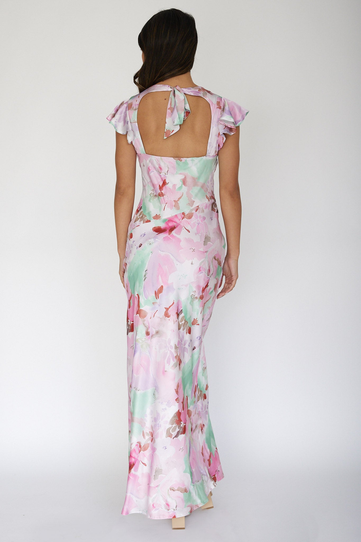Jannet Keyhole Back Maxi Dress Floral Pink-Maymioy