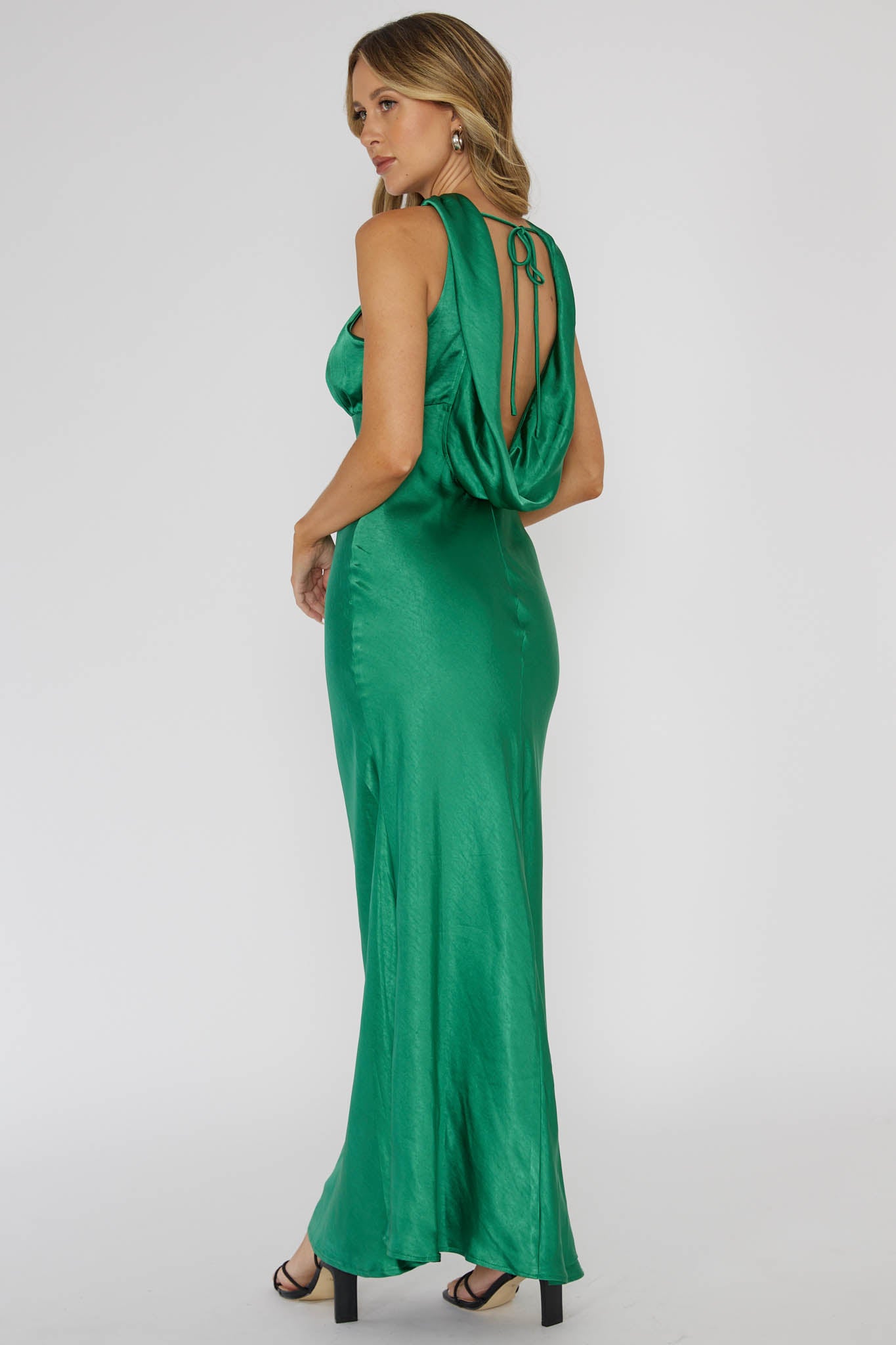 Starry Nights Cowl Back Maxi Dress Forest Green-Maymioy